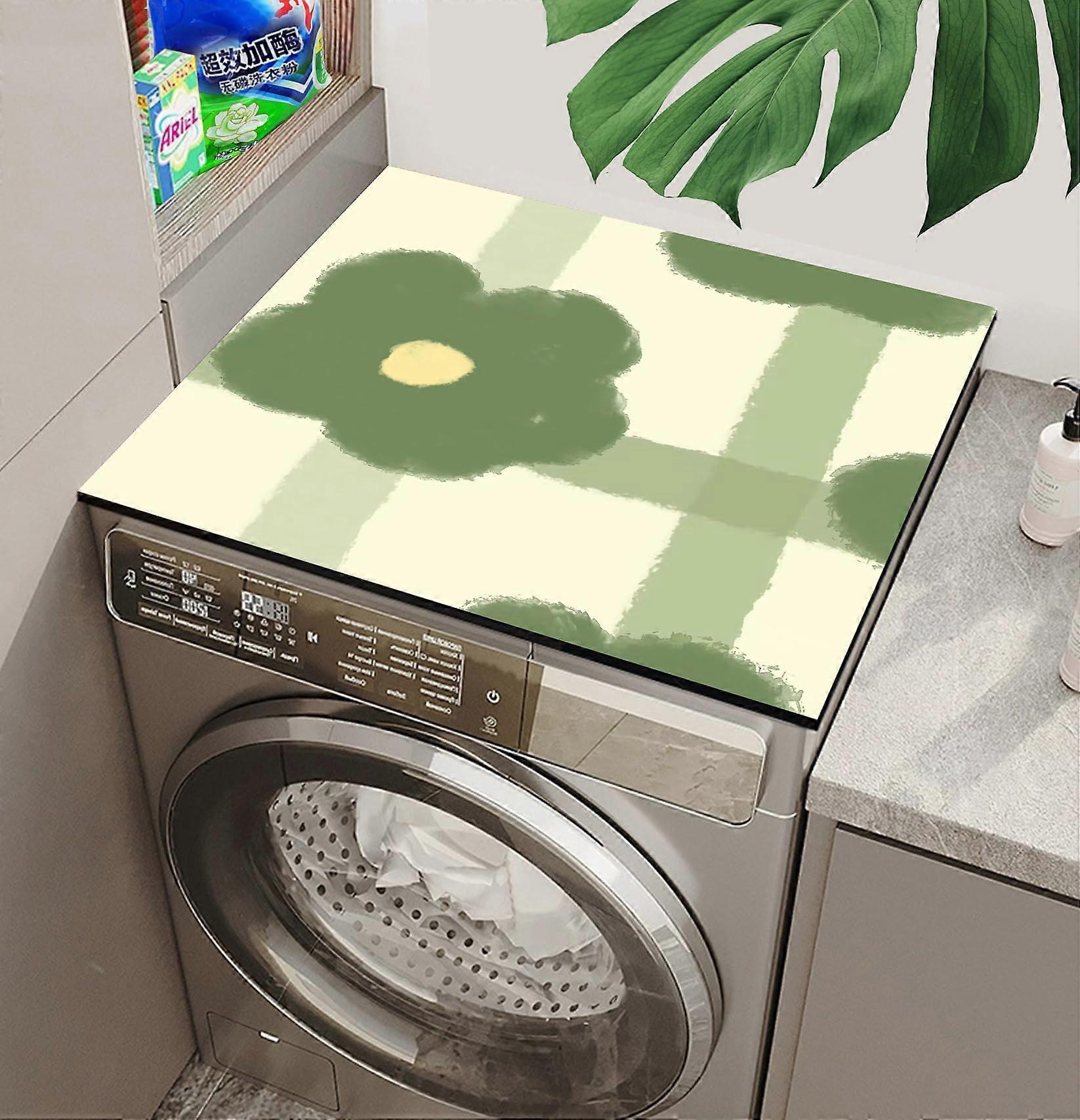 Washing Machine Mat Non-Slip 60x60cm Green, Quick-Drying, Absorbent, Fresh Nordic Print, Universal Kitchen Mat