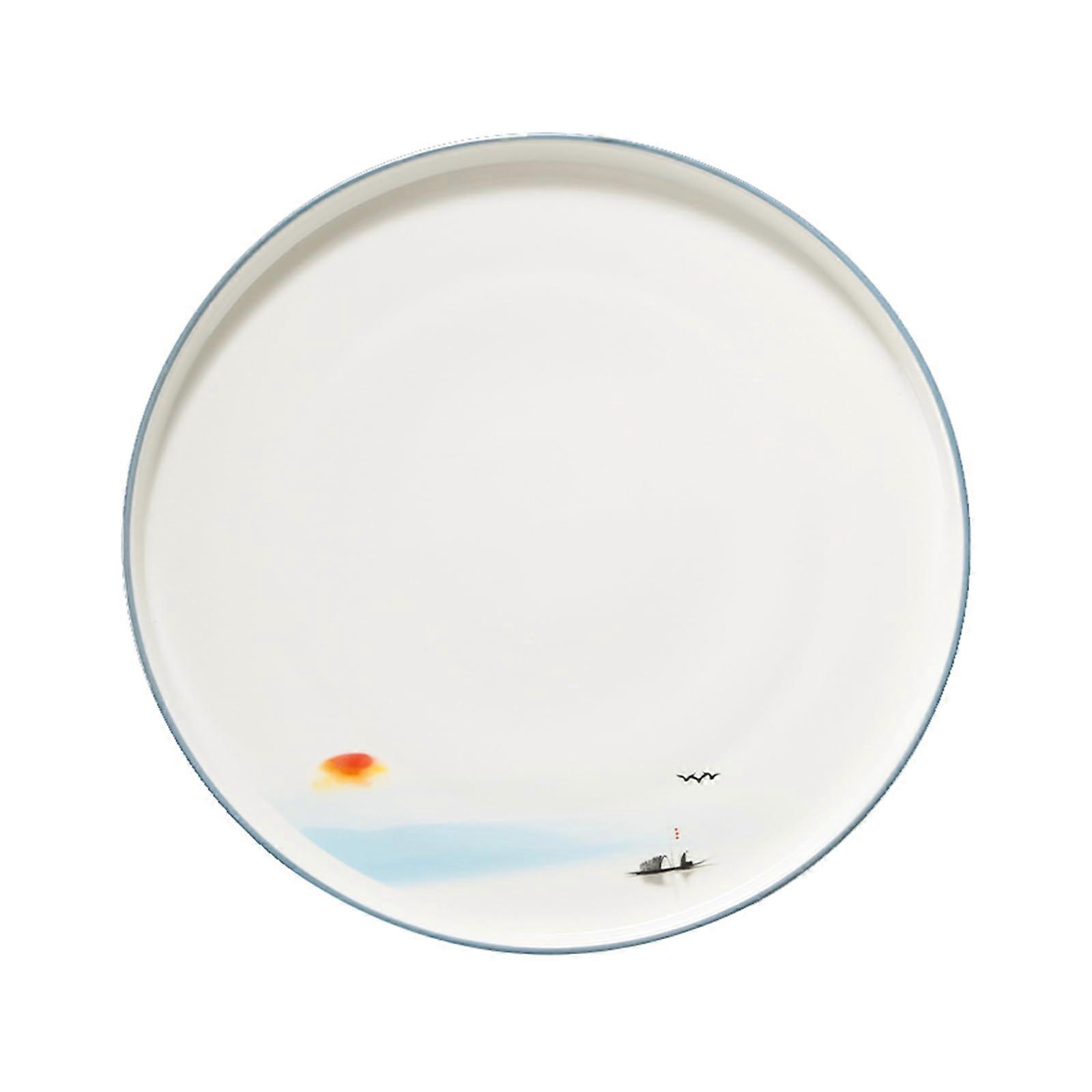 White Ceramic Dinner Plate with Pattern, MicrowaveSafe, Dishwasher Safe 30.5x30.5cm B