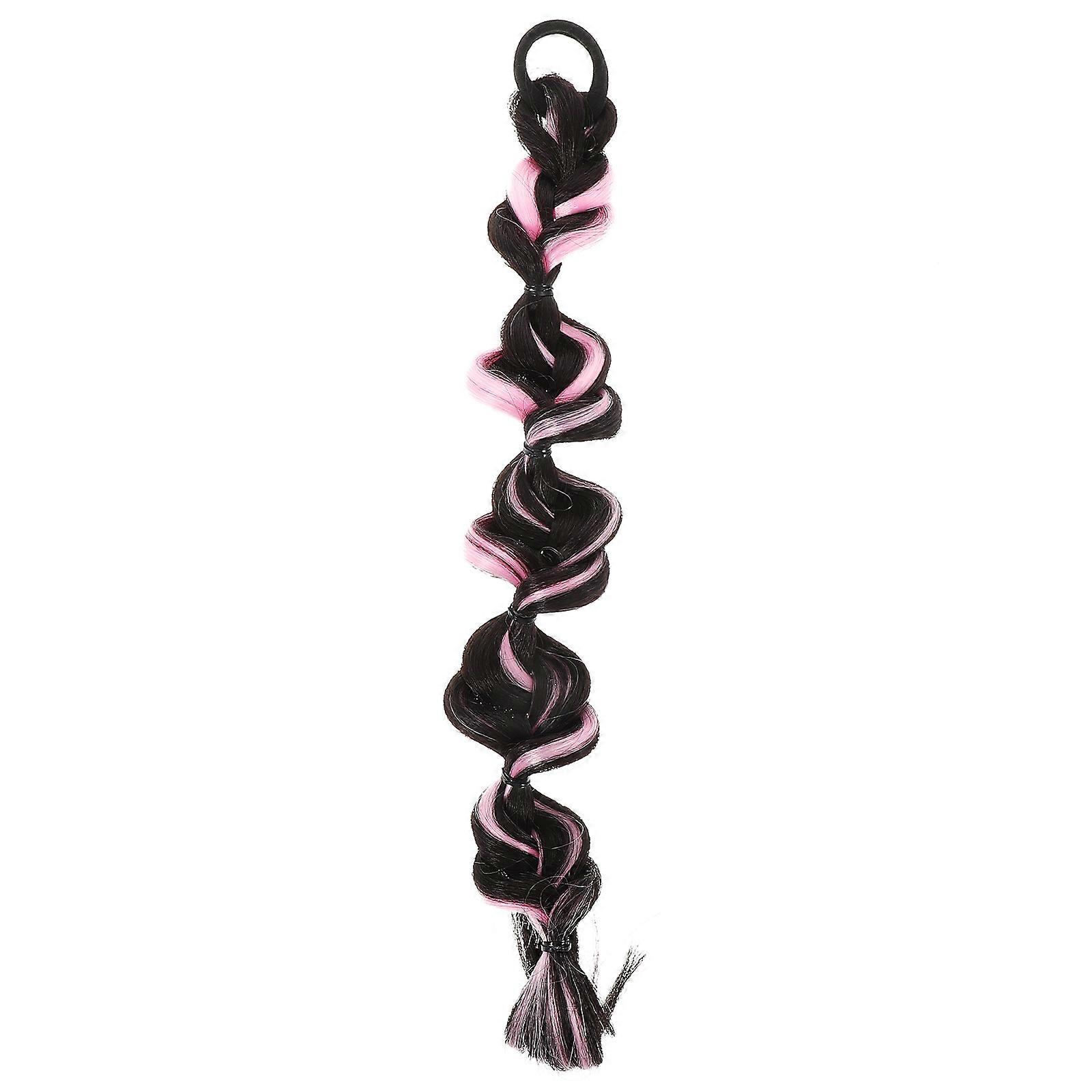 Highlighted Bubble Braid Braid Wig Timesaving Cosplay Pink 1Set