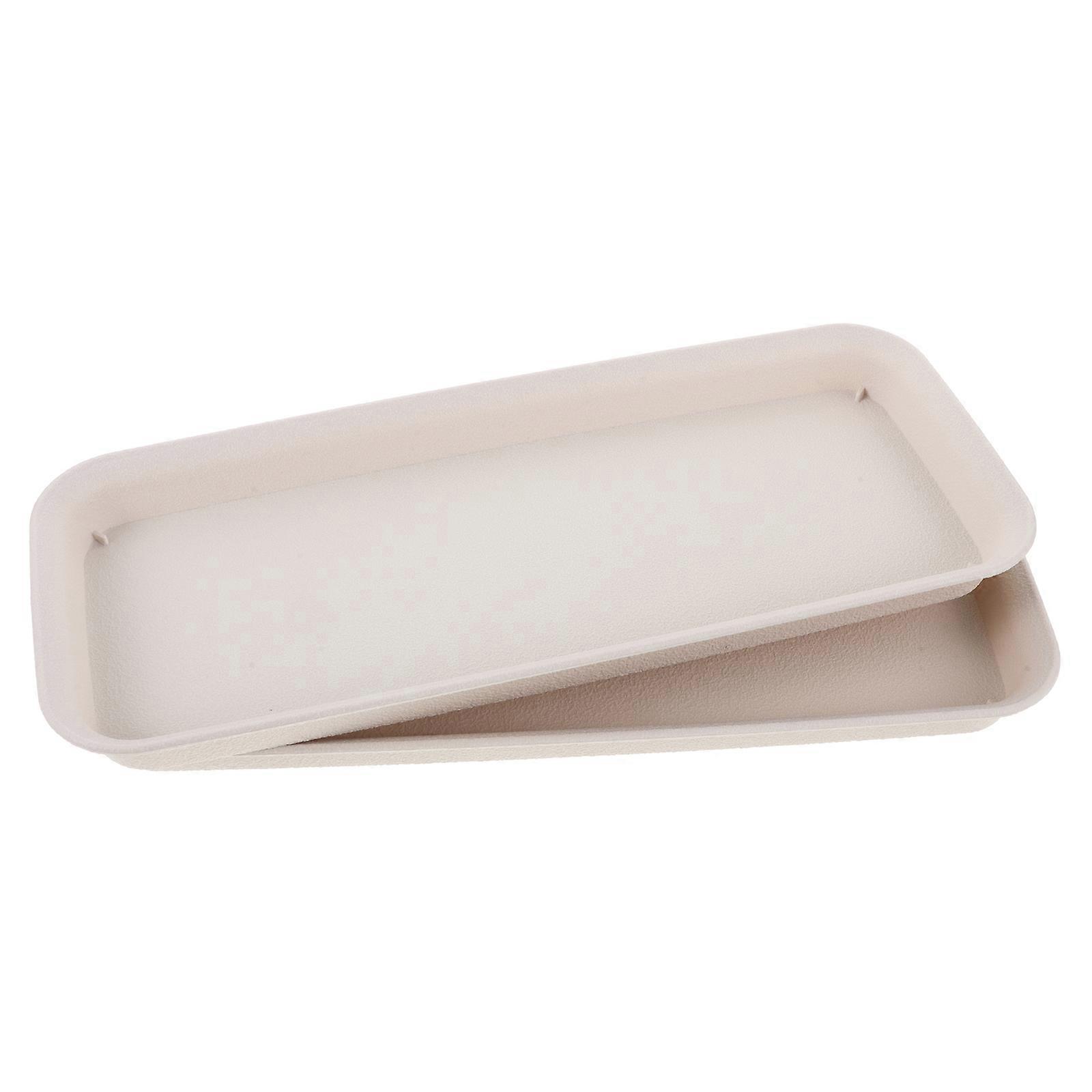Planter Drip Tray Plastic Saucers For Indoor Planting Bonsai Base Beige Rectangular Simple Design 2Pcs