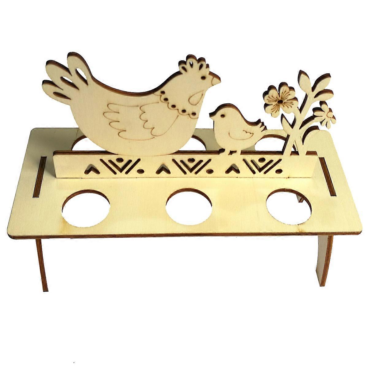 Decorative Egg Holders For Display Wood Easter Decorations Happy Easter Pattern Rectangular Shape 20.9x10.2x16 Cm Ideal For Easter Celebration 1Pack