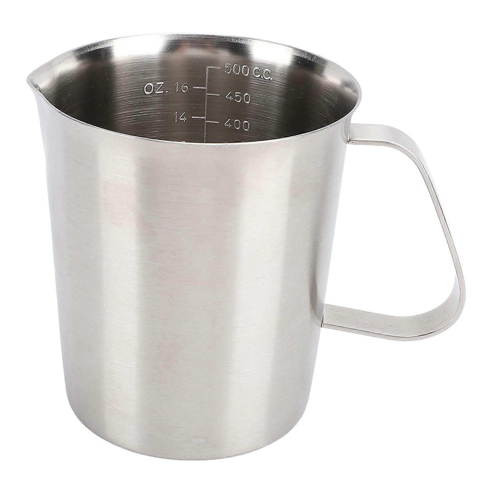 Measuring Cup with Markings Spout 304 Stainless Steel Easy to Clean Milk Frothing Pitcher for Coffee Kitchen 500ml