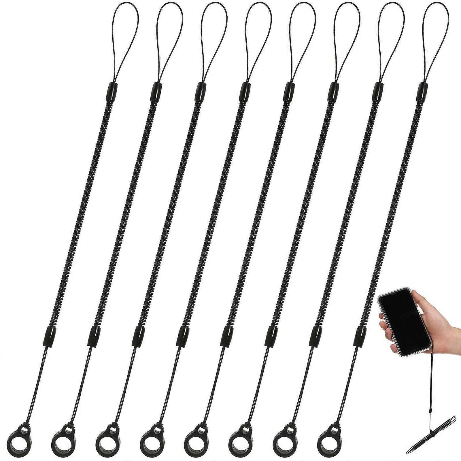 Stylus Pen Lanyard Anti Lost Ropes For Daily Use Black 22.50X1.30X0.50CM Spring Structure 8Pack