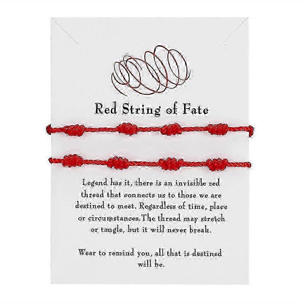 7-Knot Kabbalah Red String Bracelet Set of 2 - Protective Amulet Gift for Good Luck