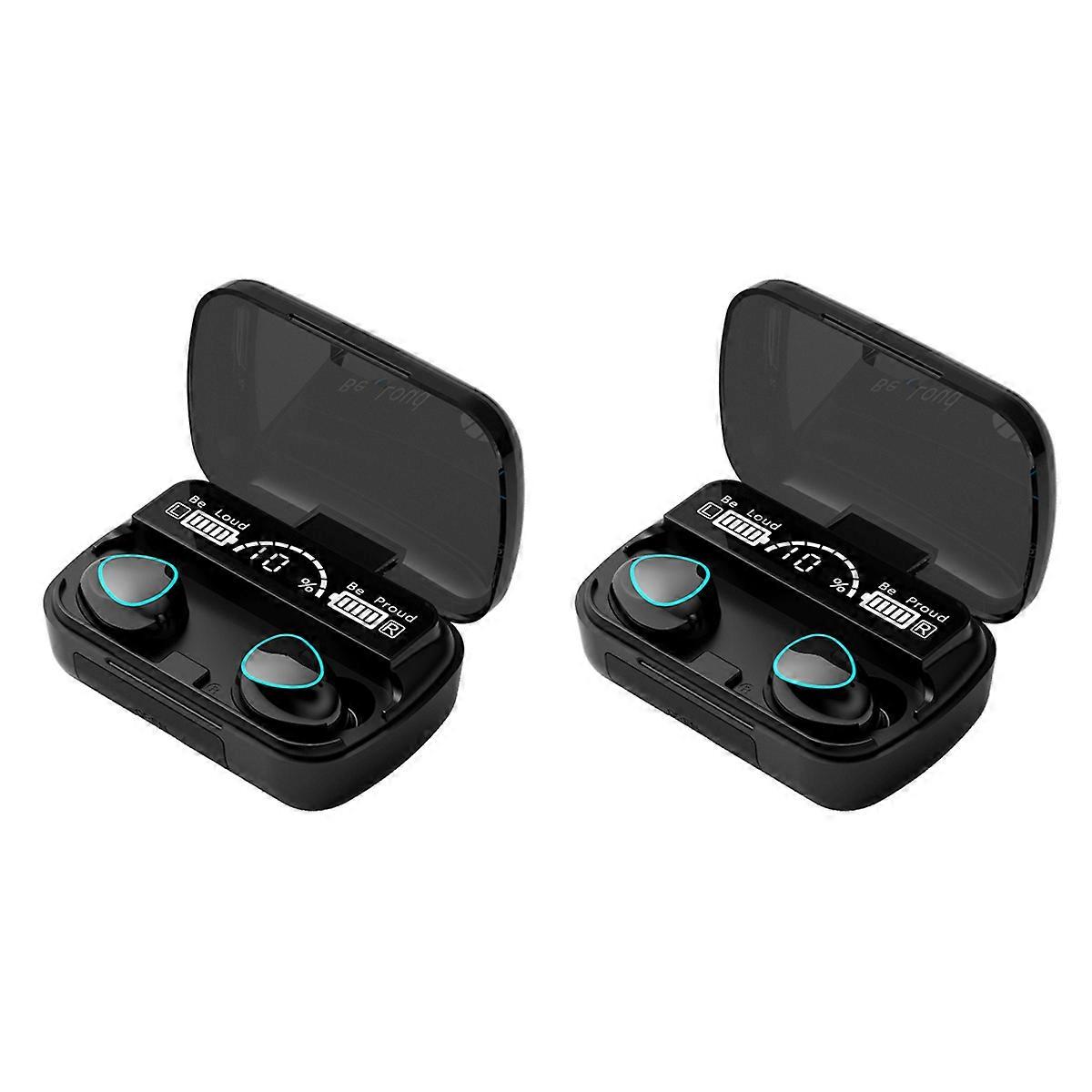 Wireless Headset LED Display Stereo Mini Earbud Headset,Black