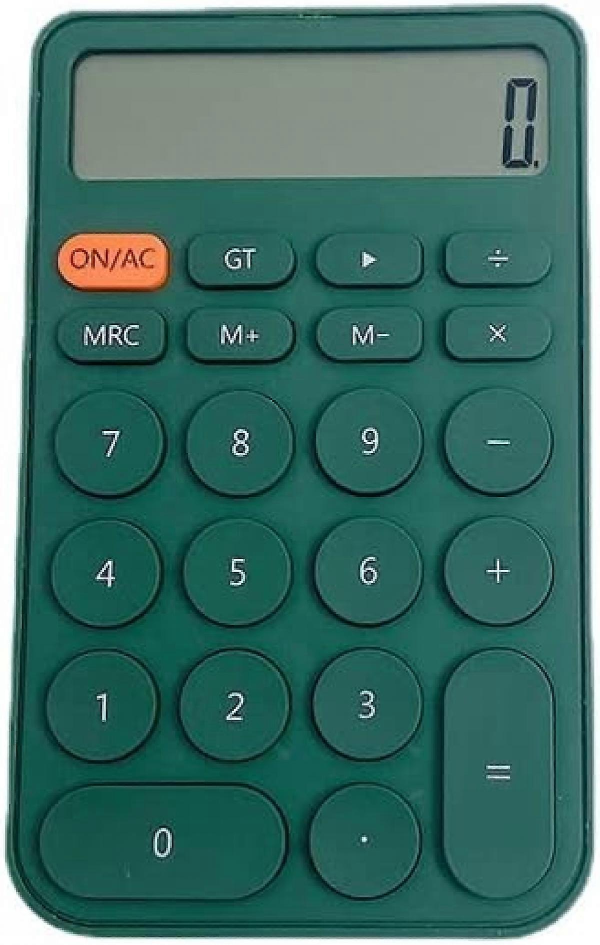Standard Calculator 12 Digits with Large LCD Display and Round Button Candy Color Calculator Portable for Office, Home, School (green)