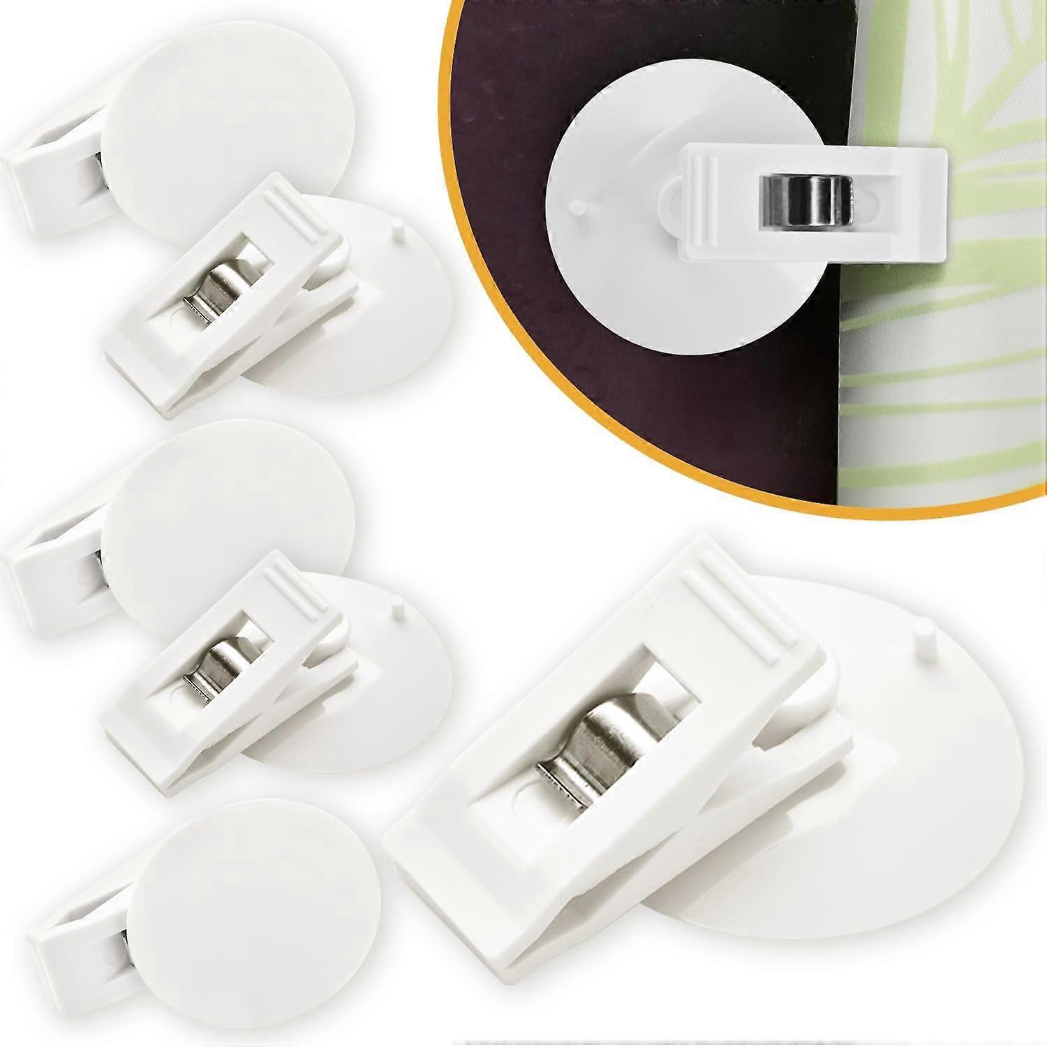 6-pack shower curtain clips with suction cups to prevent water splashing, wind and splash proof | Just press on the wall | White
