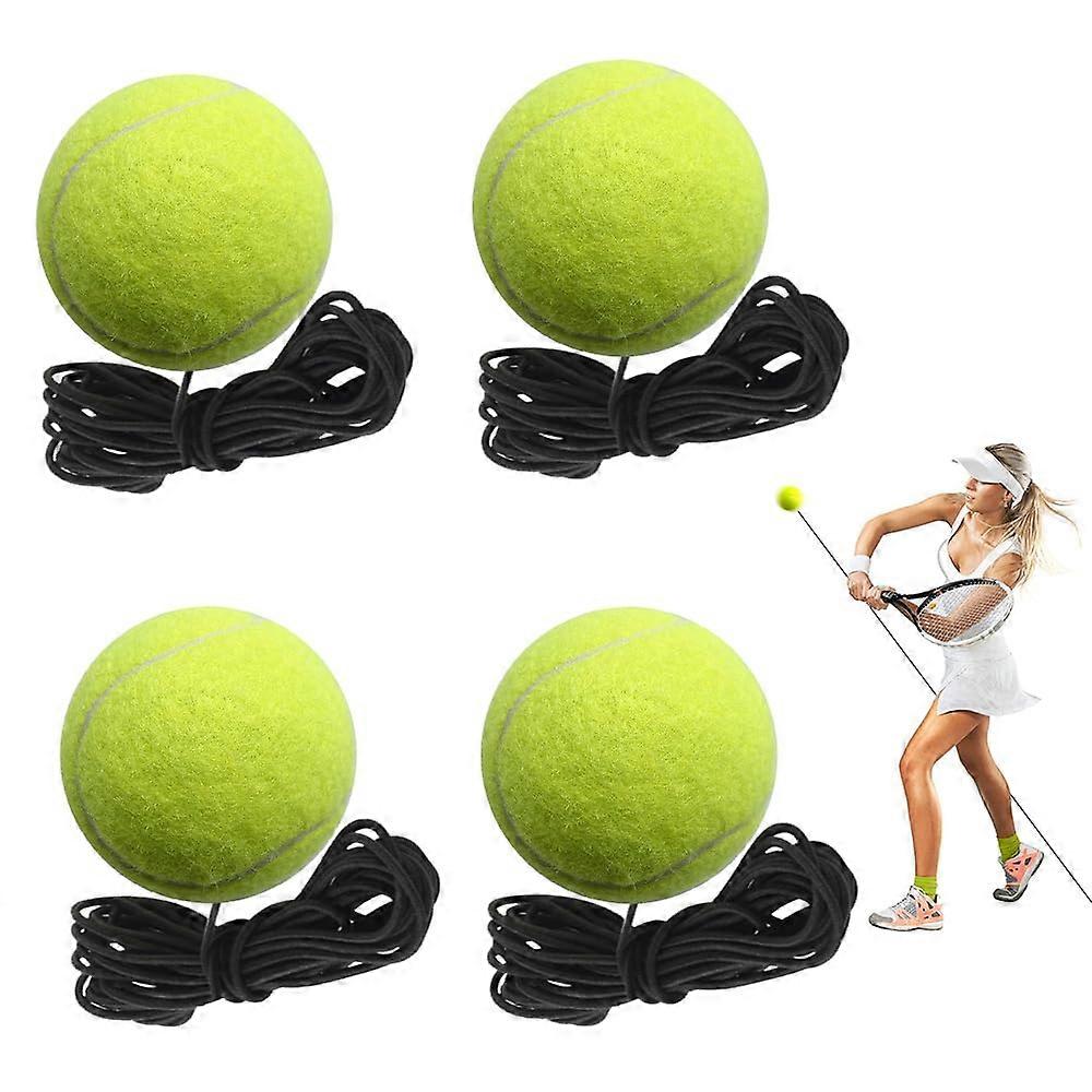 Tennis Ball with String, Pack of 4 Tennis Trainer Elastic Tennis Training Ball Rebound Ball for Adults Beginners Solo Training