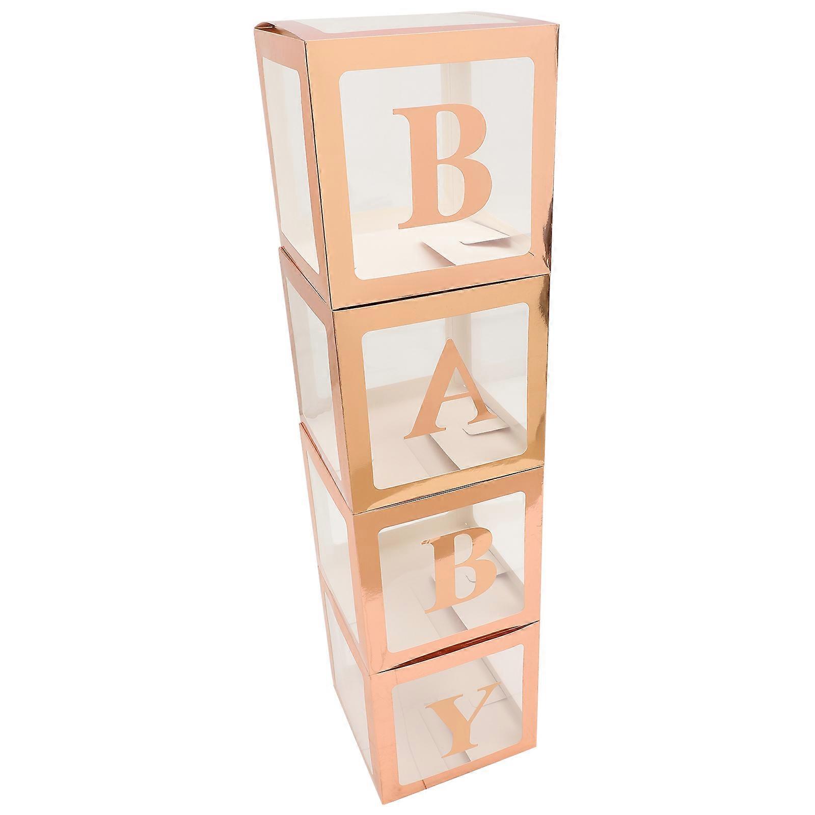 Baby Shower Balloon Boxes Rose Gold Square Decoration 30X30cm 1 Set