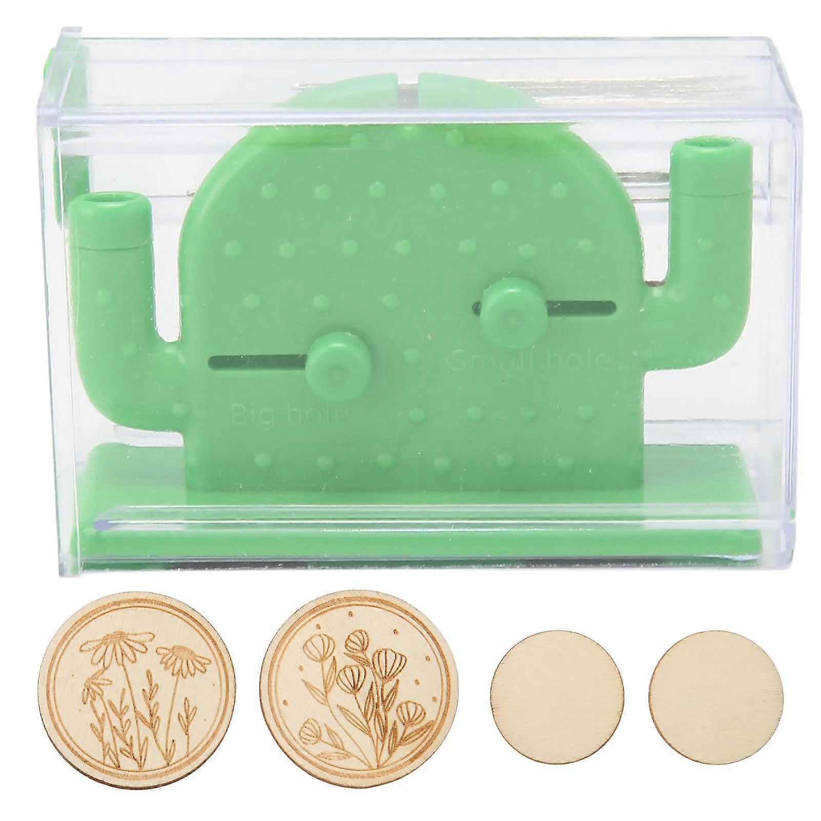 Double Headed Needle Threader with 10 Sewing Needles, Green Cactus Shaped Needle Minder, Automatic Stitch Insertion Tool for Sewing and Crafting