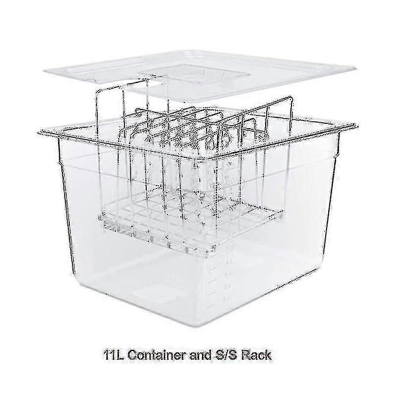 Stainless Steel Sous Vide Rack And 11l Sous Vide Cooker Containers Sets Detachable Dividers Separator For Immersion Circulators(,rack N 11l Container)