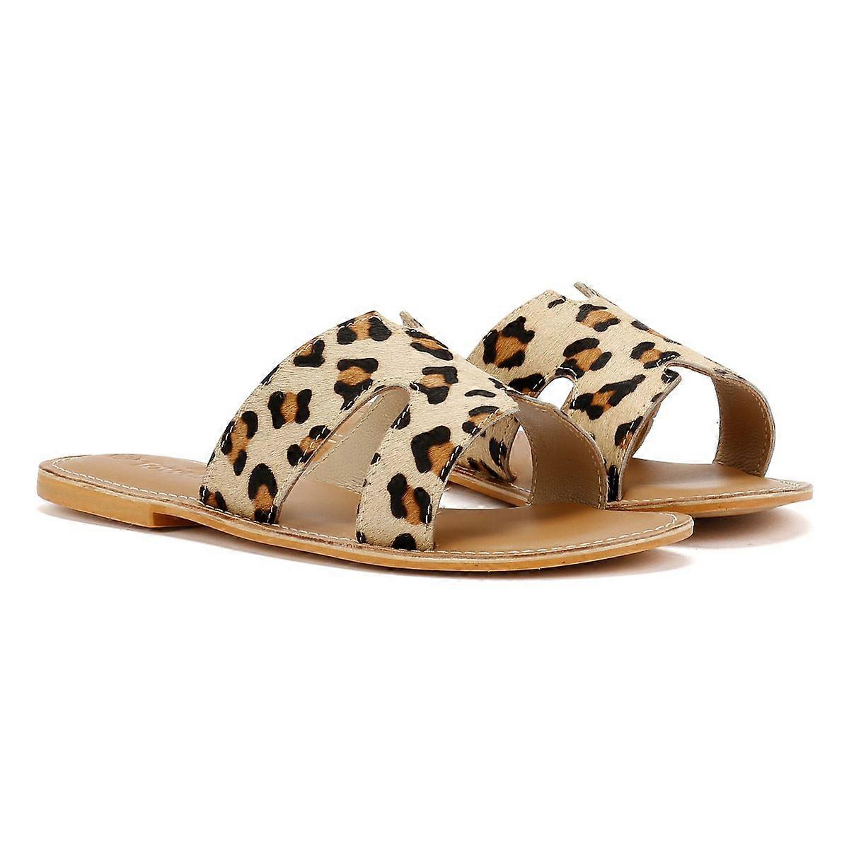 Tower London Cut Out Leather Women's Leopard Print Mules