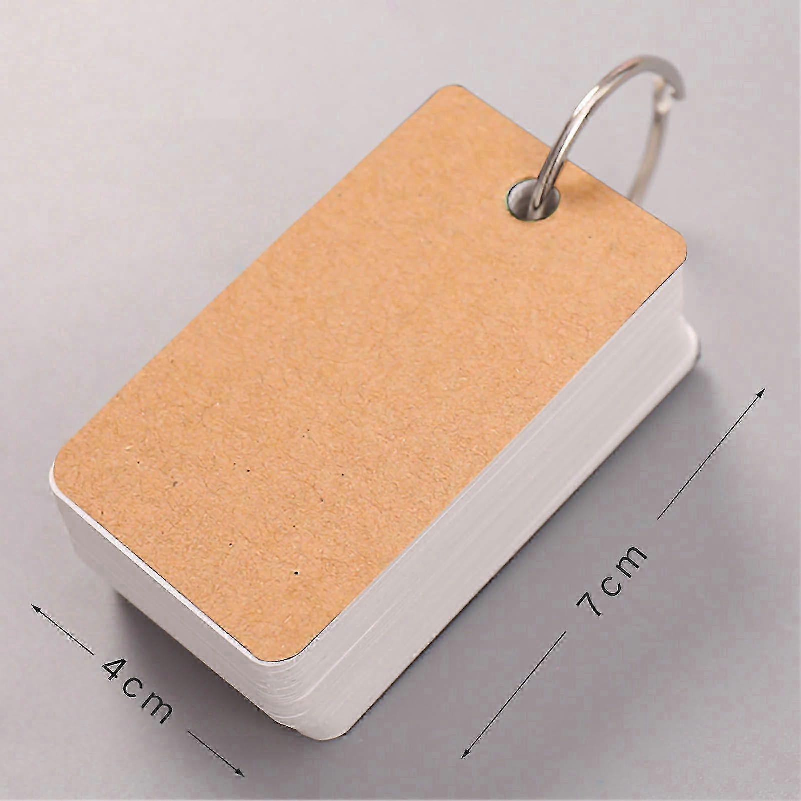 Thick Blank Flashcards Portable Message Notes with Binder Ring for Studying Kraft Card