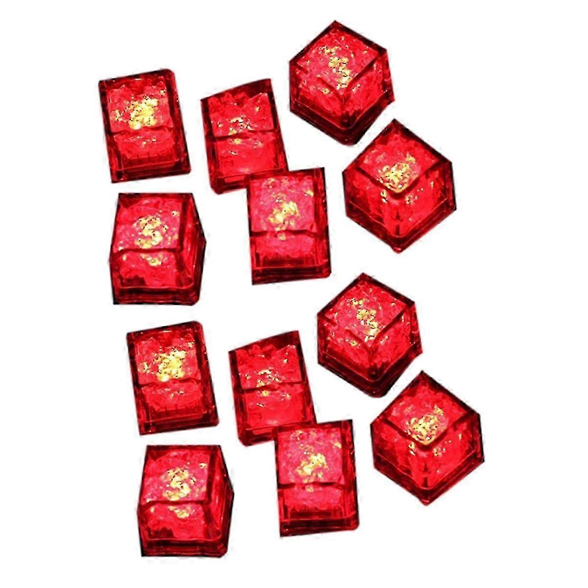 12PCS Waterproof LED Ice-Cube Flashing Glow in the Dark Light Up for Bar Club Drinking Decor