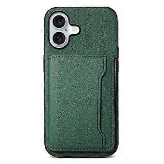 Compatible For iPhone 17 Case with Card Slots Kickstand Calf Texture Leather Phone Back Cover