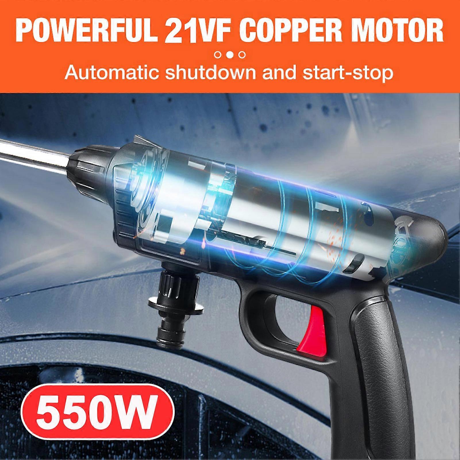 6-in-1 nozzle private model high pressure 300W wireless car wash gun 21V 2 batteries European standard (with tool box)