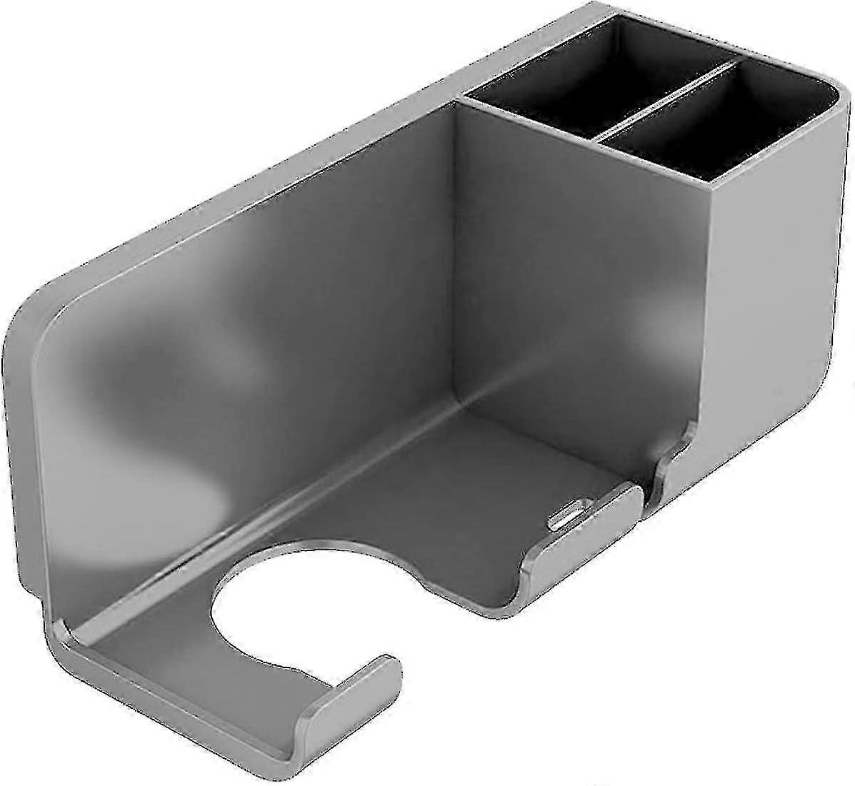 Wall Mounted Hairdryer and Straightener Holder with Accessories Organizer (Grey)