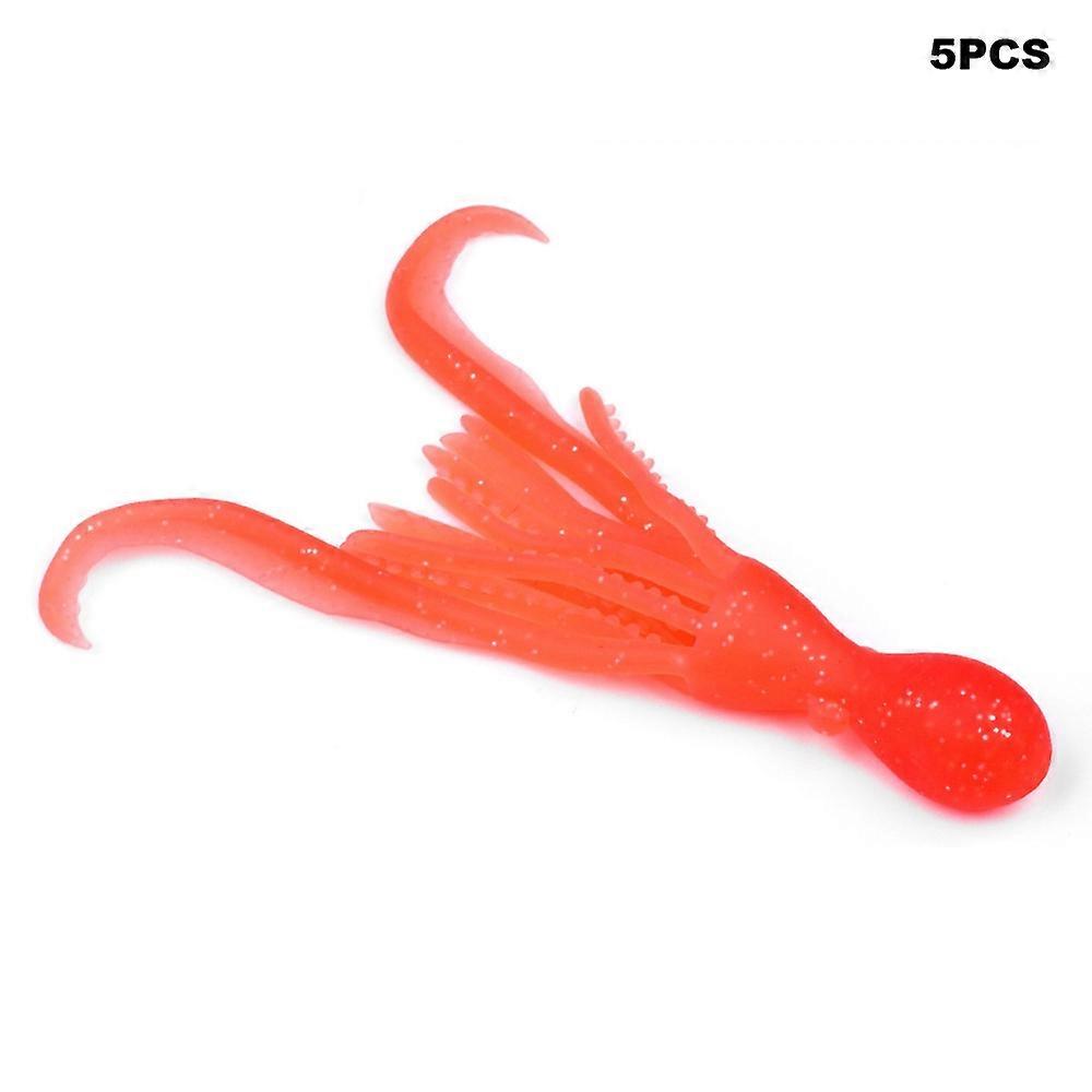 PROBEROS DW6123 5Pcs Pack Realistic Squid Soft Lure Bait Elastic Octopus Cuttlefish Fishing Lure 10c