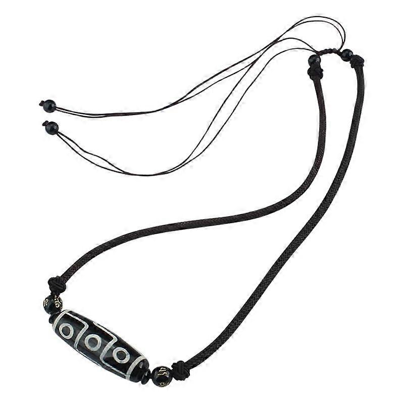 Achatbead Necklace in Ethno Style with Pendant | Unisex Black Clavicle Chain for Men and Women