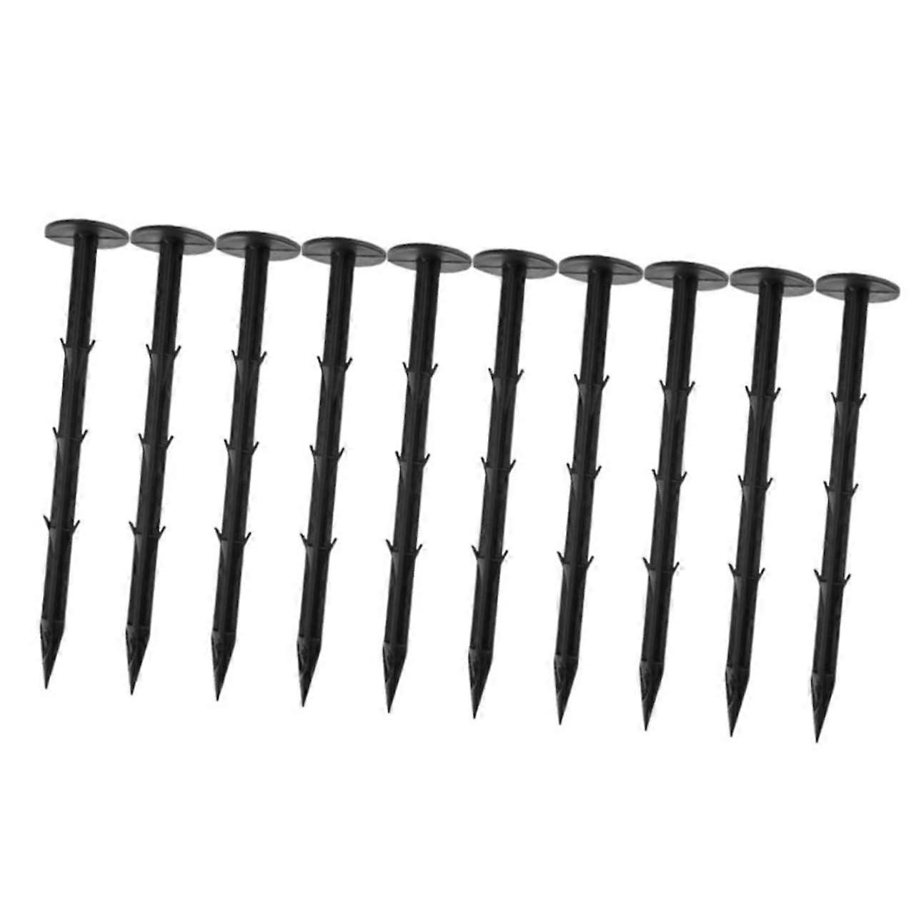 Ground Stakes Pack of 10 Black Garden Rubber Tool Anchors for Camping, Sand, and Shade Use - Durable Outdoor Equipment