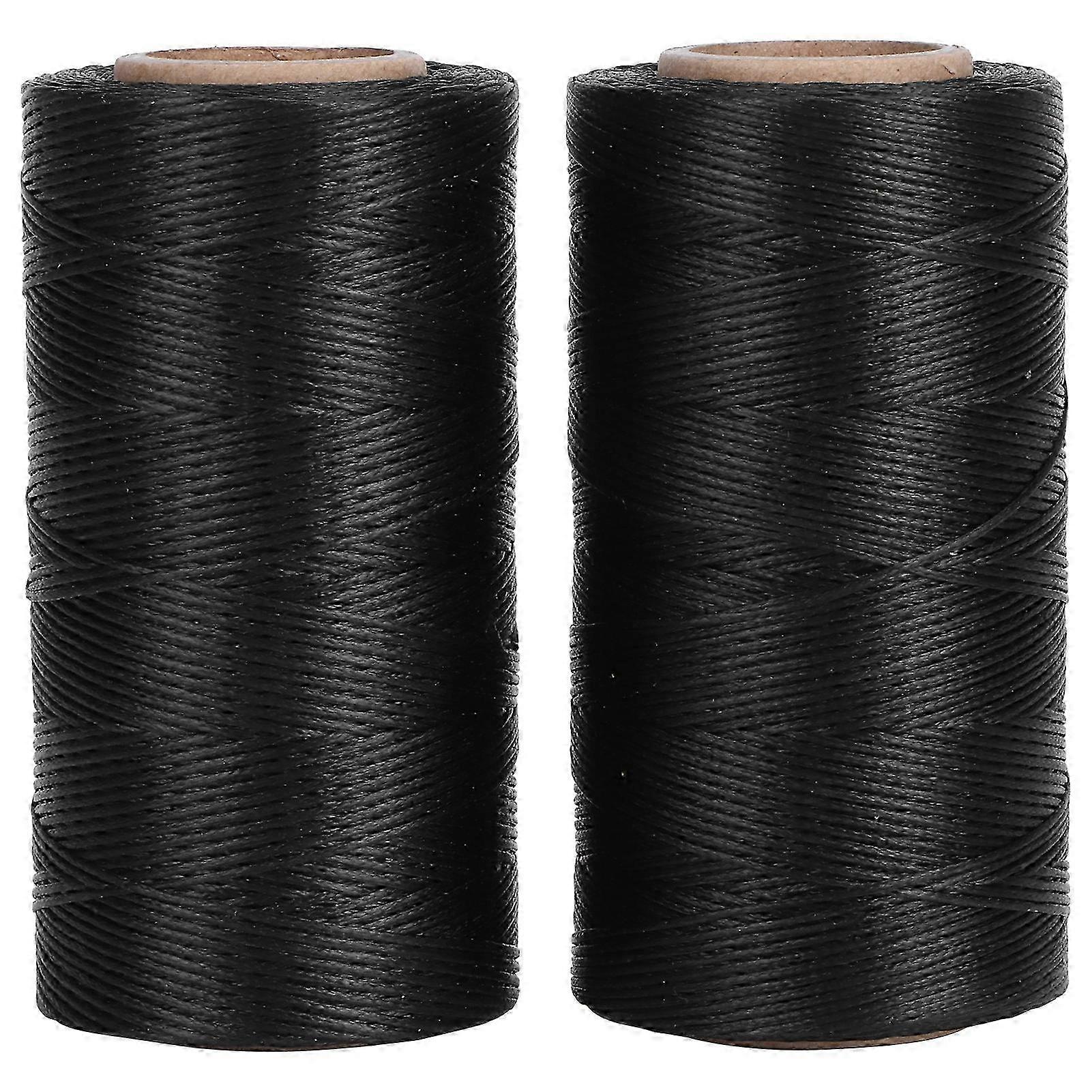 2 Rolls Waxed Thread Leather Sewing Stitching String Accessories DIY Handicraft Black