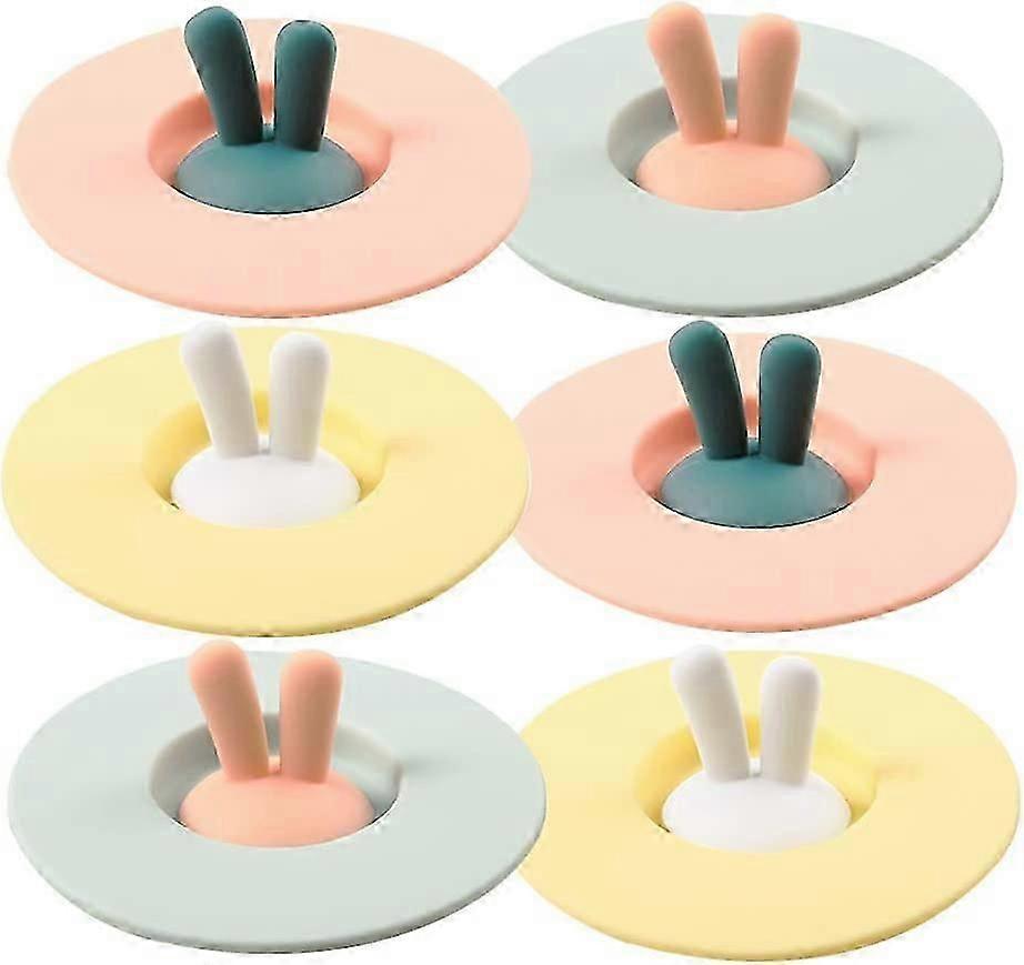 6-Pack Silicone Rabbit-Themed Cup Lids for Dustproof and Spill-Proof Drinking