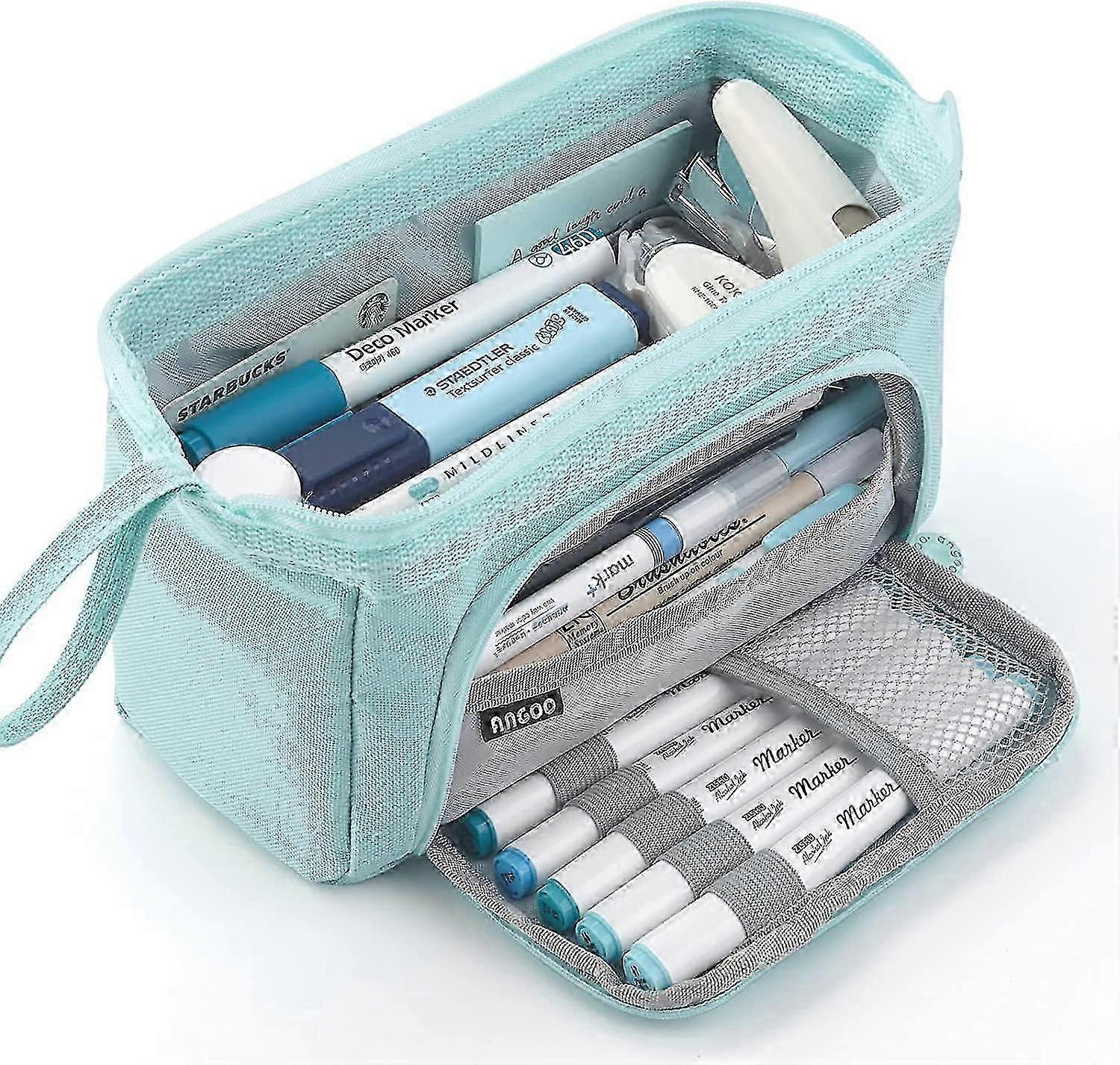 حقيبة قلم رصاص محمولة ذات سعة كبيرة مع تخزين مستحضرات التجميل