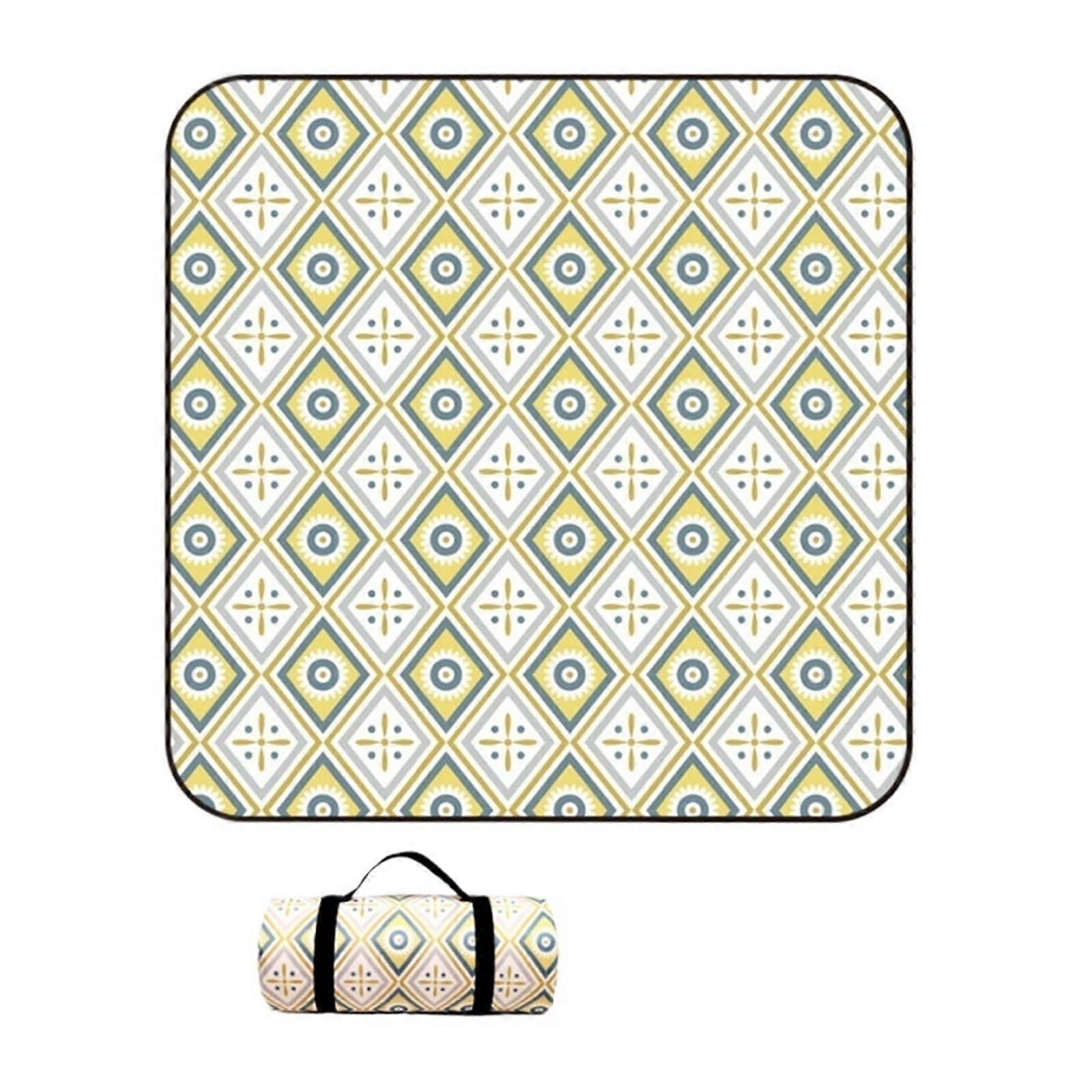 Outdoor picnic blanket, waterproof, extra large, 4 mm thick, 3layer, rollable, includes storage bag (200cm x 200cm)