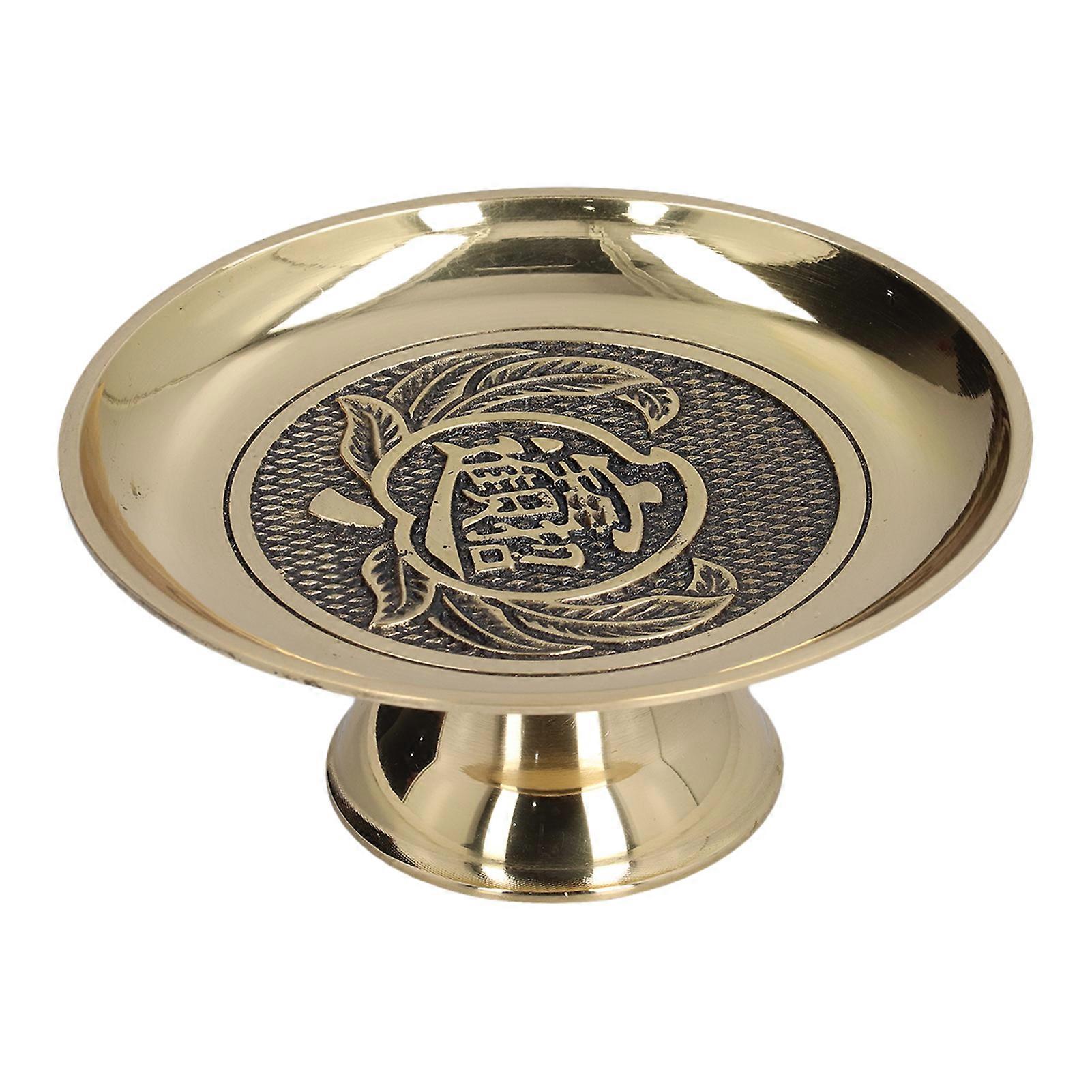 Fruit Tray Decorative Classic Pattern Retro Style Convenient Practical Copper Plate for Living Room