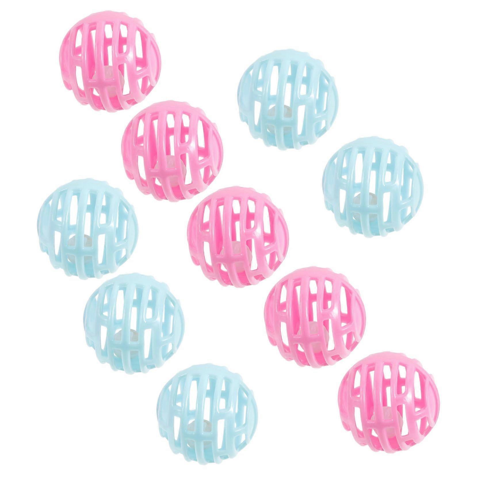 Pack of 10 Cat Ball Toys with Bell and Treat Dispenser, Interactive Plastic Grid Balls for Cats