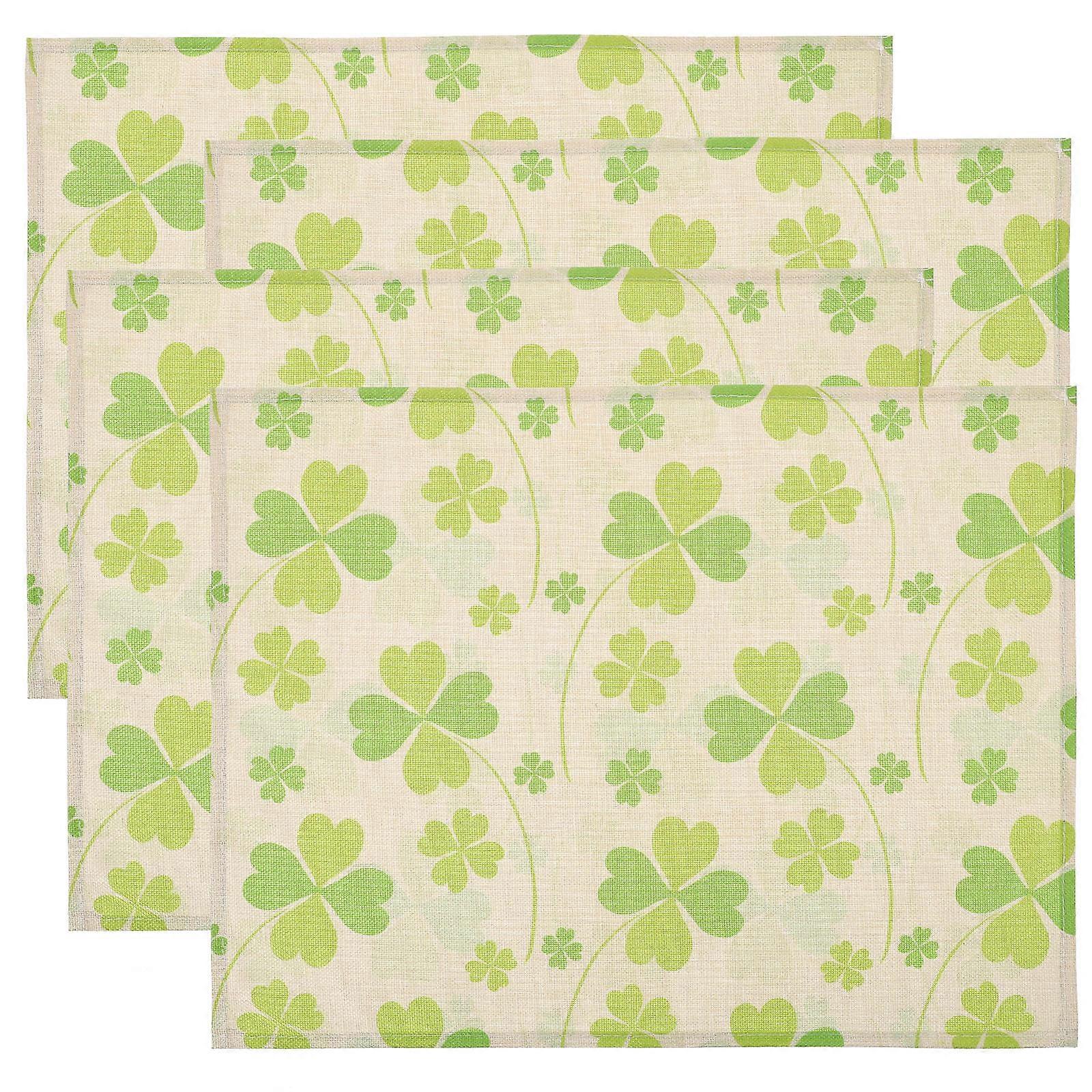 Holiday Decorative St Patricks Day Theme Rectangular Cotton Linen 4Set