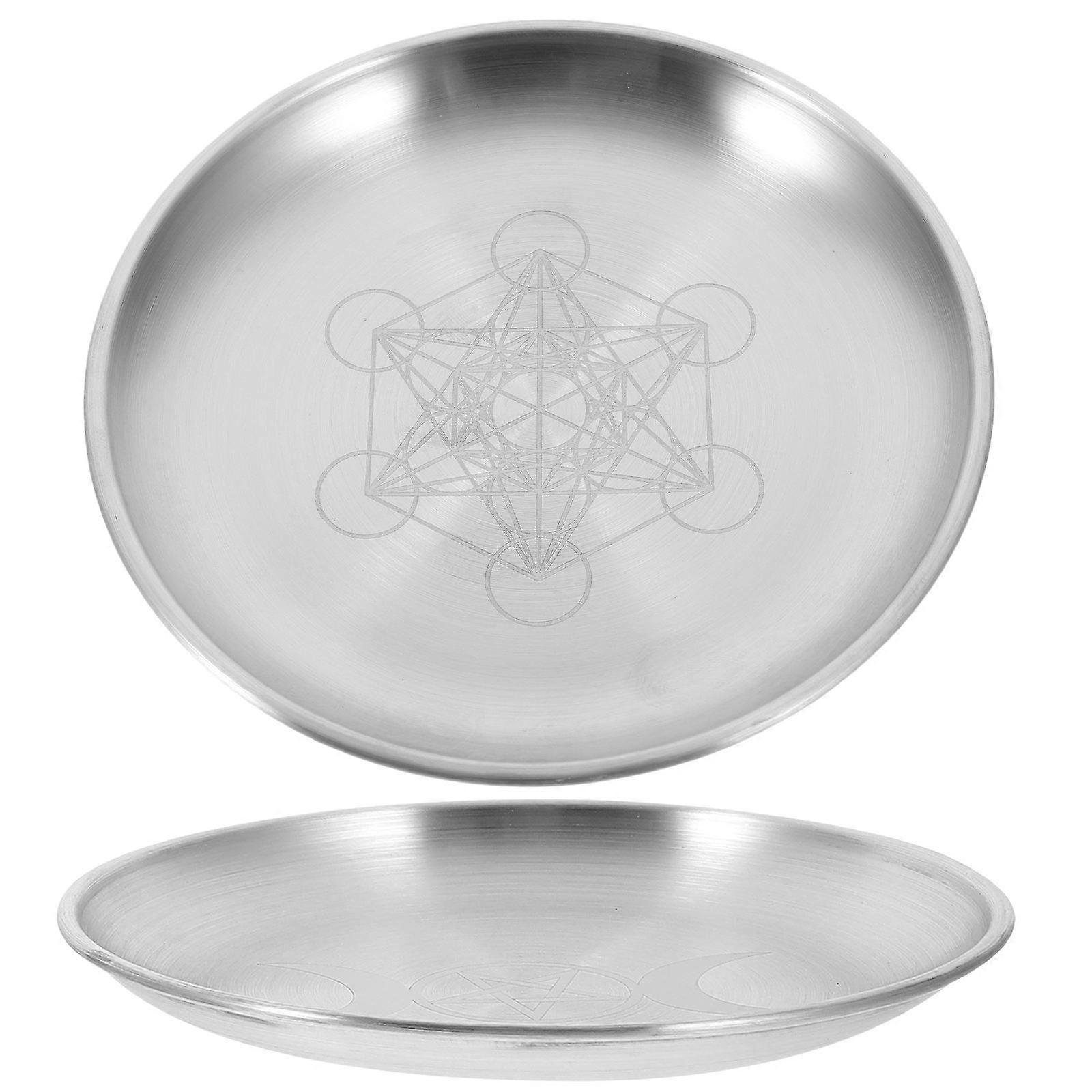 Ritual Plate Dish Iron Pentagram Plates Mystical Themes Round Shape Traditional Shamanic Design 2Pcs