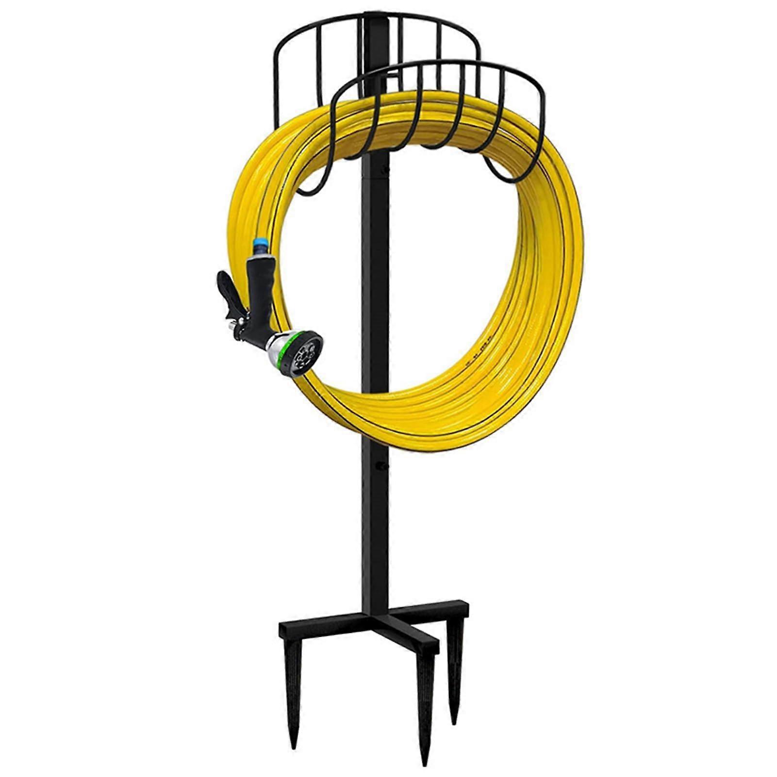 Garden hose holder, metal pipe bracket, vertical storage rack, sturdy, removable hose organizer