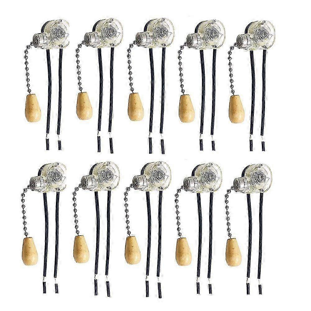 10Pcs Wall Light Pull Switch Home Ceiling Fan Lamp Ceiling Fan Wall Light Replacement Pull Chain Cord Switch Silver