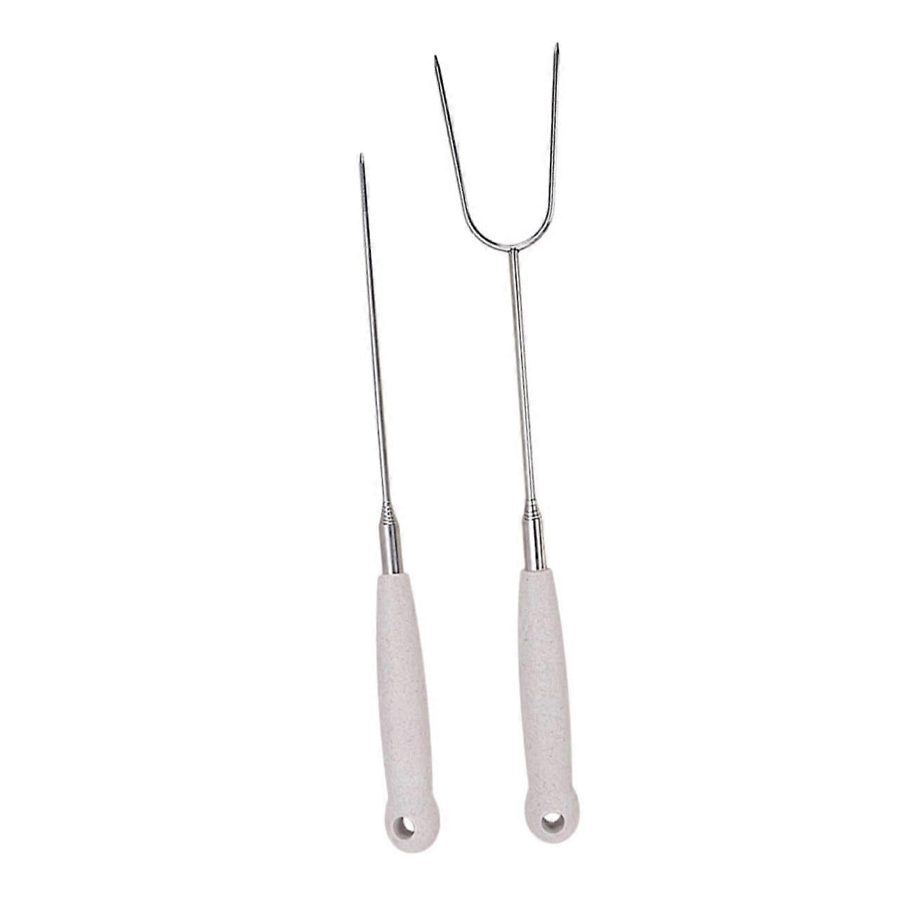 2Piece Telescopic Grill Fork Set for Versatile BBQ Applications, Durable and Easy to Clean for Grilling Evenings and Camping