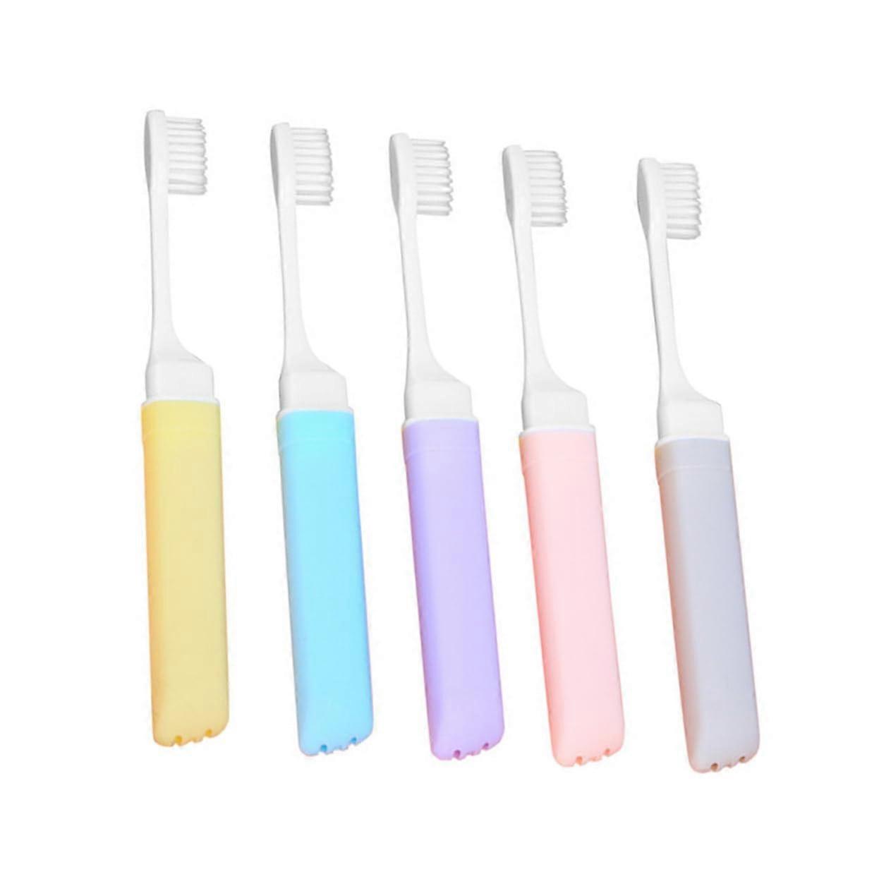 Collapsible Toothbrushes Pack Of 5, Professional Travel Toothbrush, Foldable And Portable, Plastic Handle, Disposable
