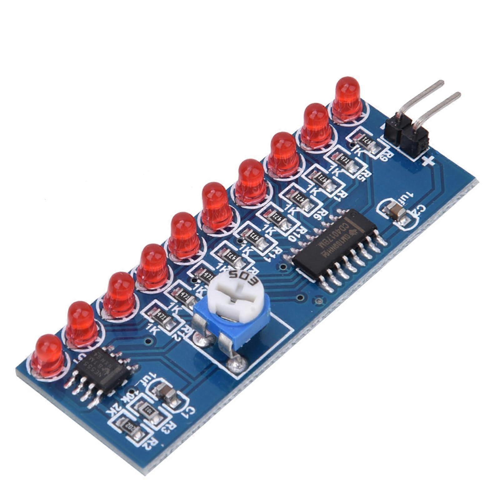 NE555 CD4017 LED Chaser Water Flowing Light Module Kit, Electronic Circuit, Decade Counter for Clock Generation with 10 LEDs, Adjustable Flow Speed