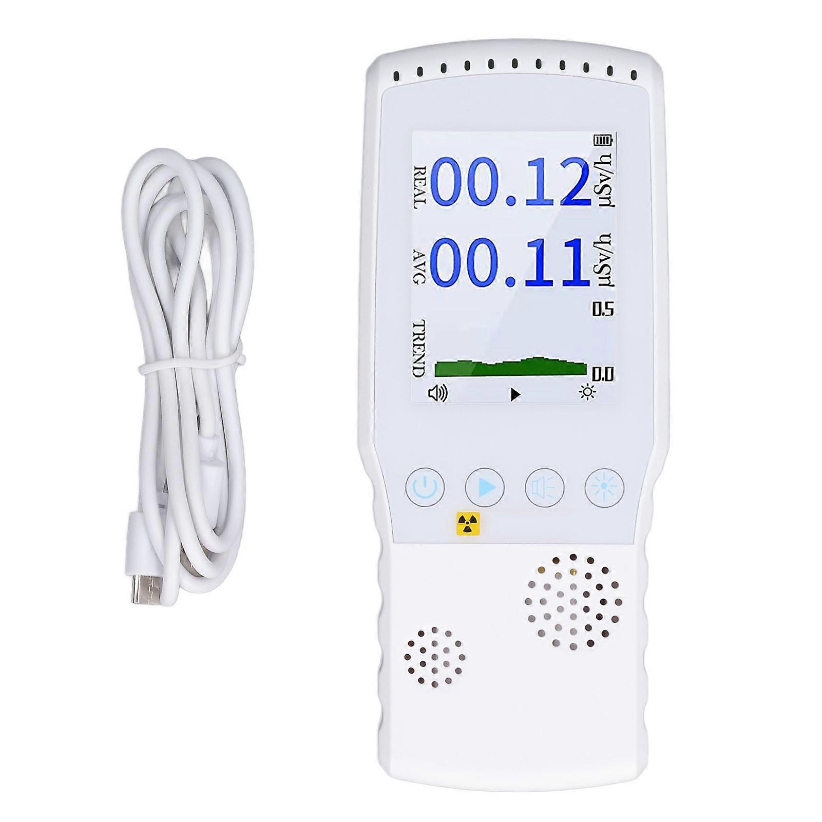 Nuclear Radiation Detector LCD Screen Geiger Counter Home Industrial X β and γ Rays Tester with Alarm White