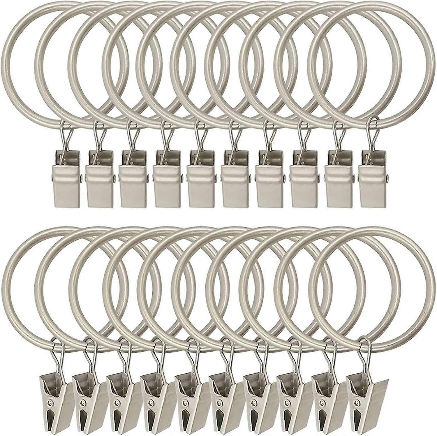 30-Pcs Decorative Heavy Duty Metal Curtain Rings With Rust-Resistant Retro Clips For Curtain Rods