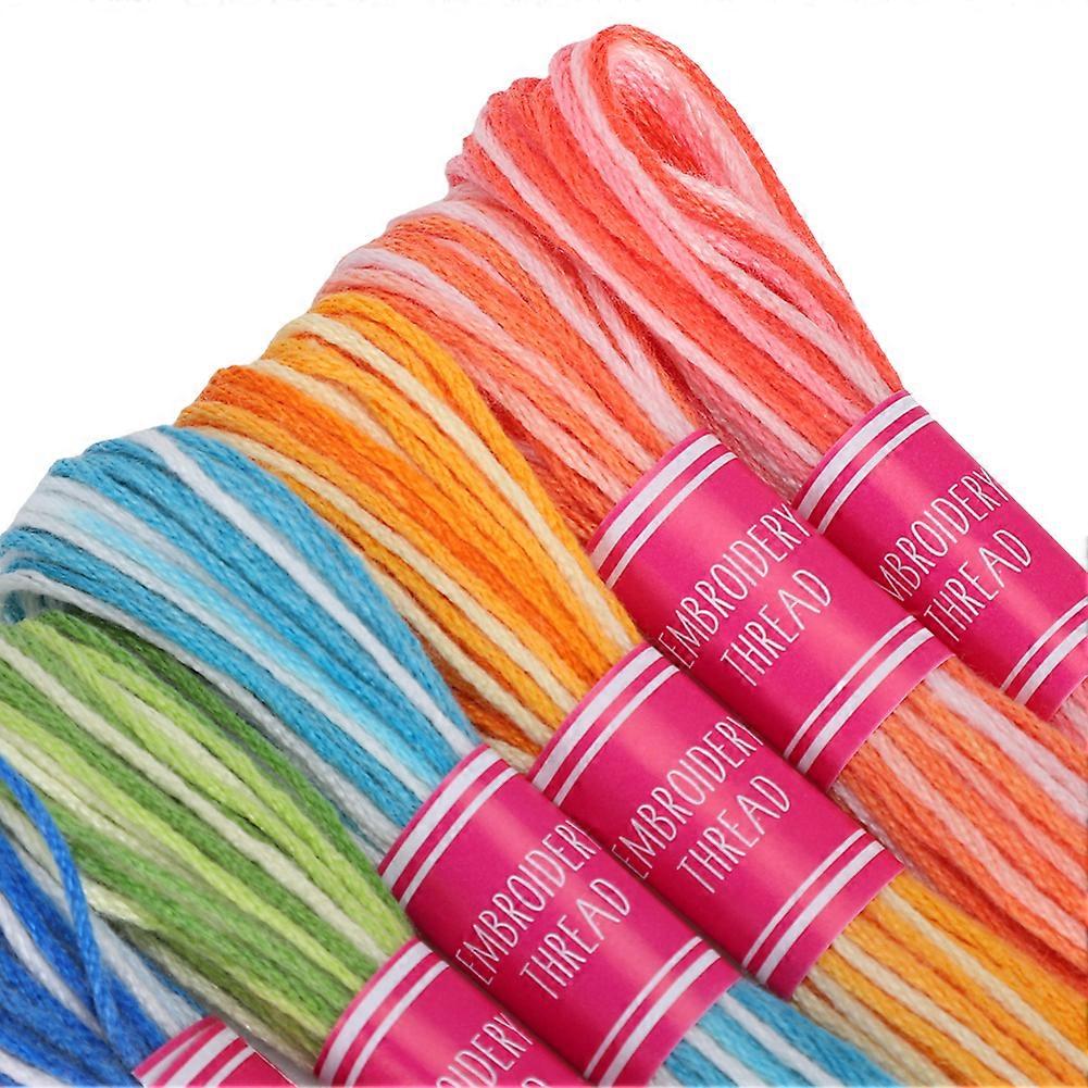 44Pcs Embroidery Thread CrossStitch Floss Gradient Color Polyester Cotton Skeins 8 Meter