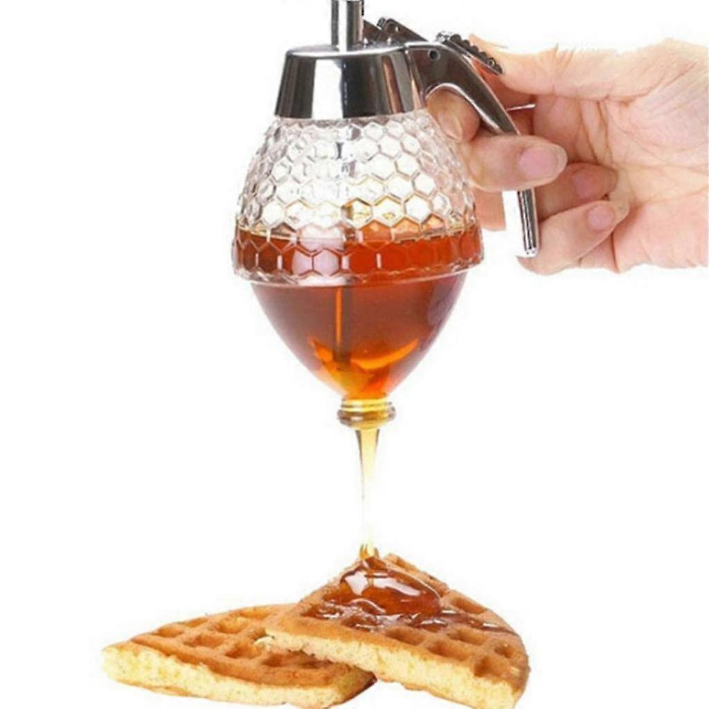 200 ml Honey Syrup Dispenser with Thumb Lever, Acrylic Kitchen Storage Container with Stand