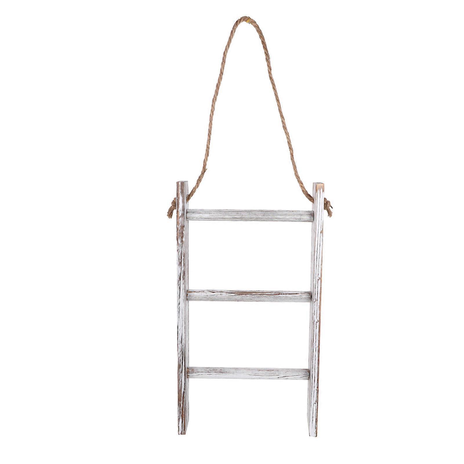 1Pc 3 Tier Towel Rack Rustic Wood Wall Hanging Hand Towel Storage Ladder