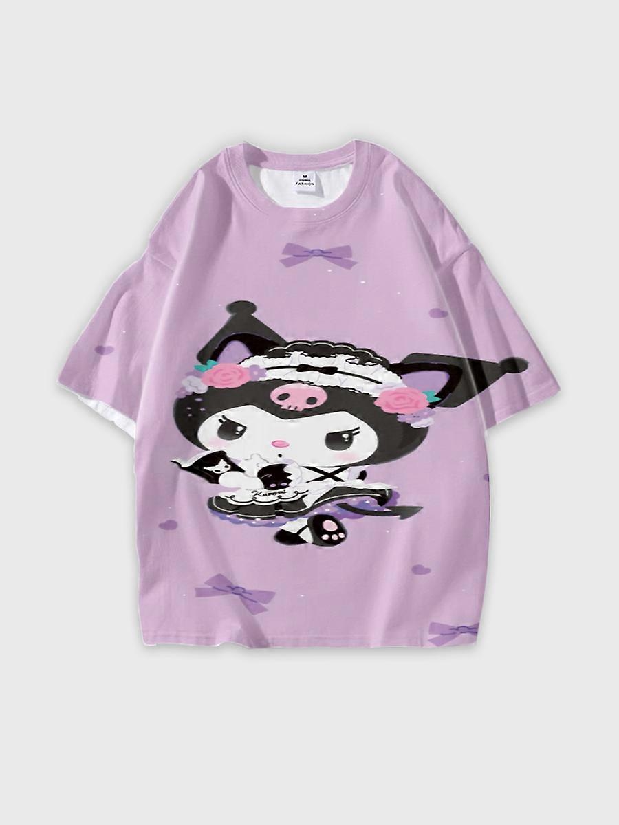 T-shirt round neck Cartoon Pattern loose short sleeve B152