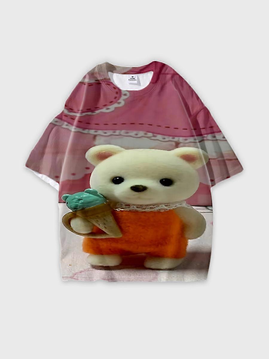 T-shirt girocollo Role Pattern manica corta sciolta D1872