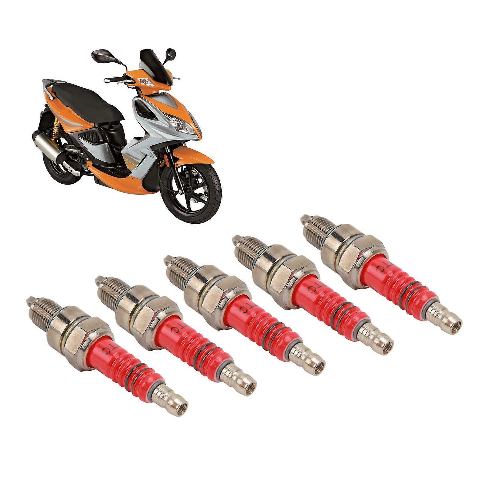 5 Pcs Motorcycle Spark Plug A7TC Racing Spark Plugs Replacement for GY6 50cc to 150cc Four Stroke Scooter 