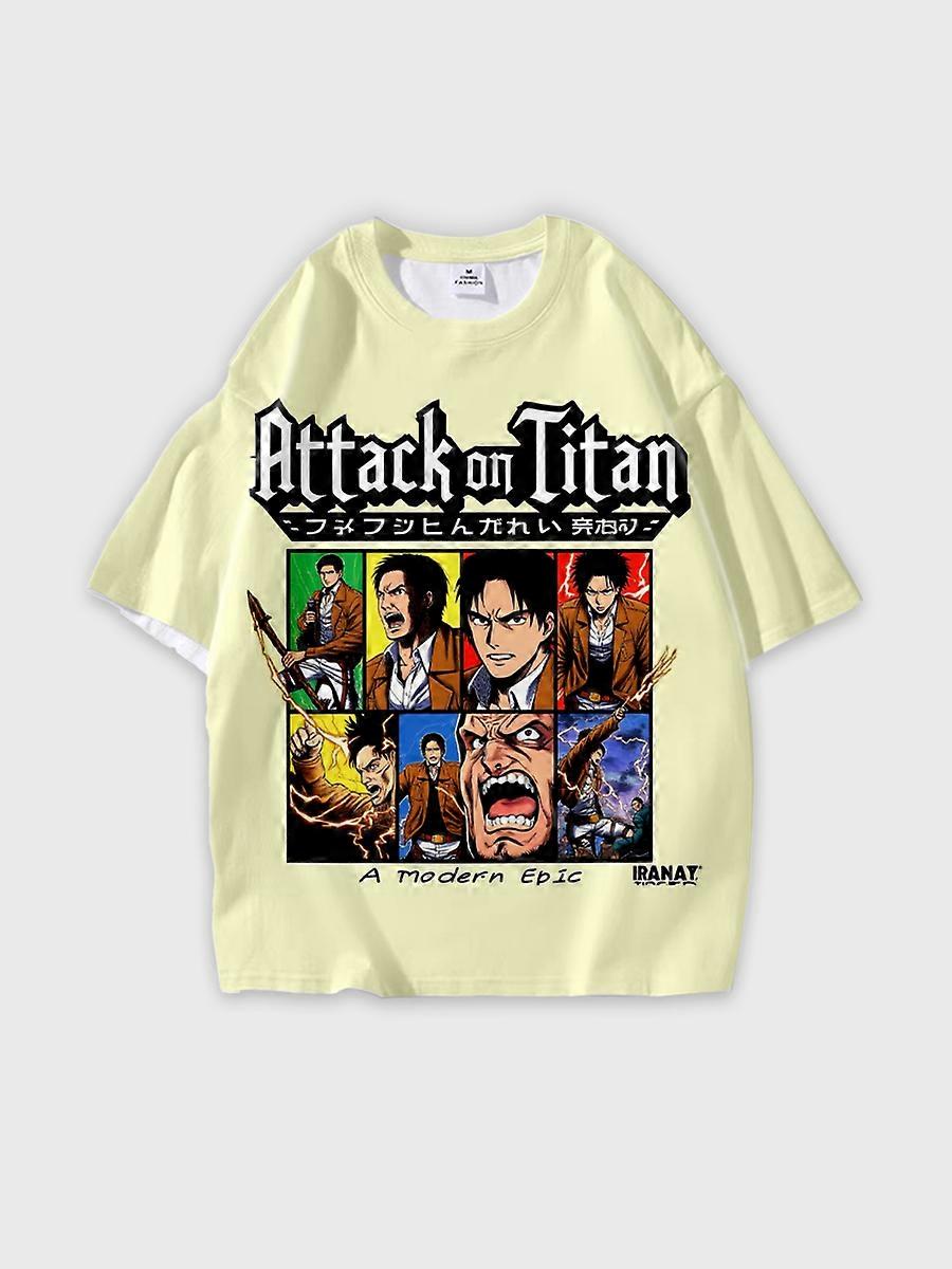 T-shirt round neck Character Pattern loose short sleeve E695