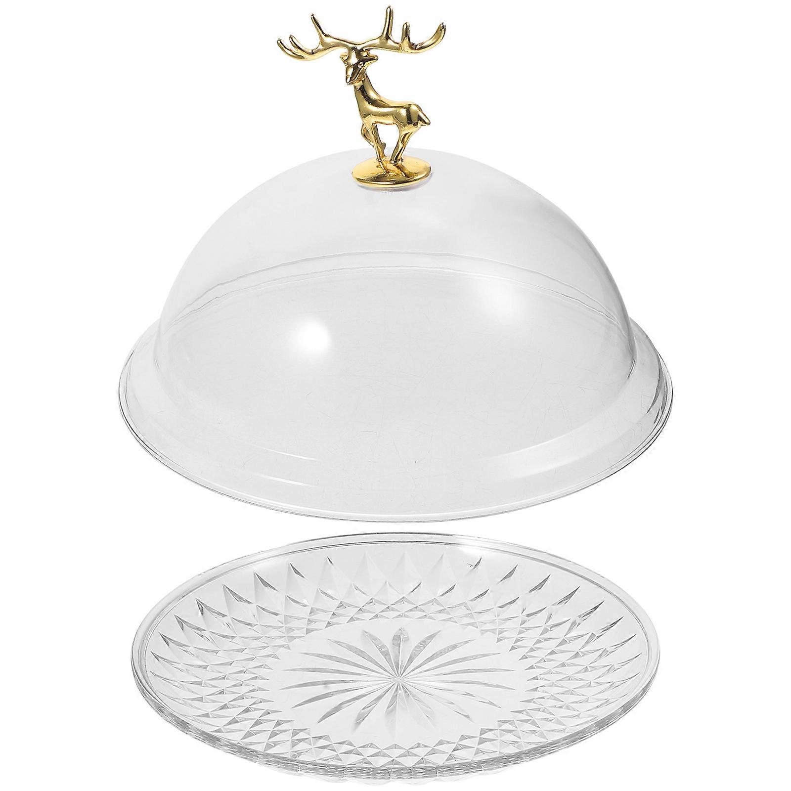 Clear Cake Stand with Dome for Party and Wedding PET Material Transparent Protective Lid 7 Inch