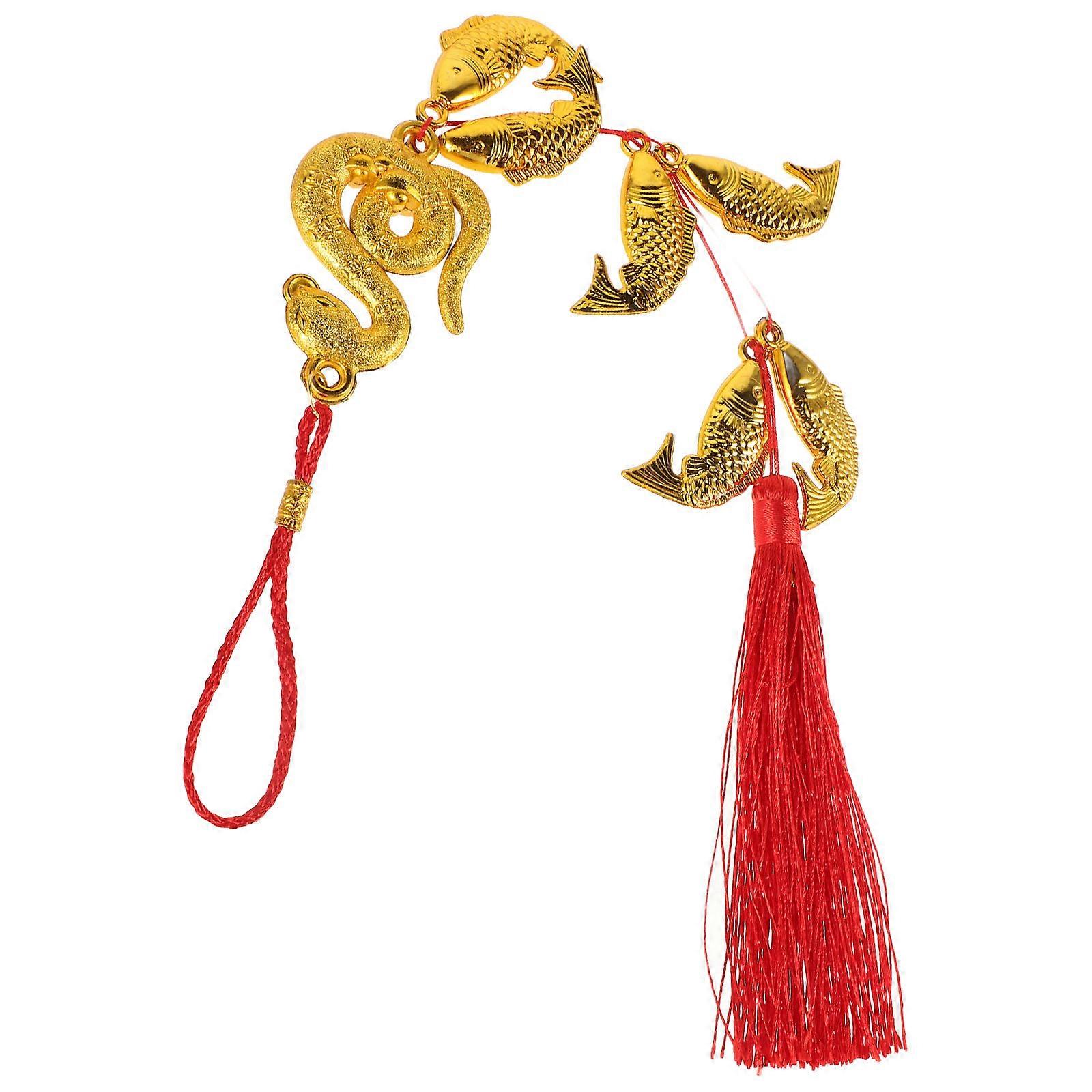 Golden Chinese Style Snake Year Pendant for New Year Decoration with Festive Atmosphere Plastic Thread 10Pcs