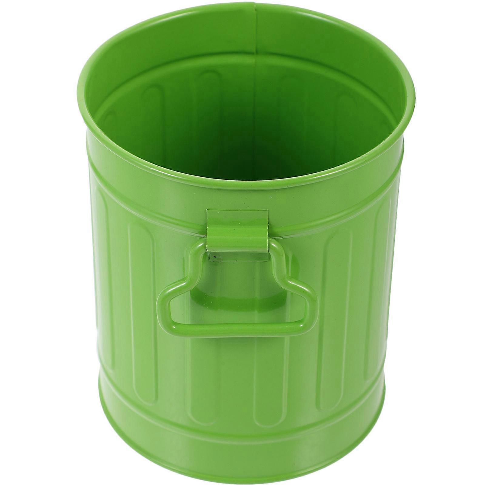 Black Iron Desktop Trash Can for Storage Cute Design Portable and Sturdy 70-