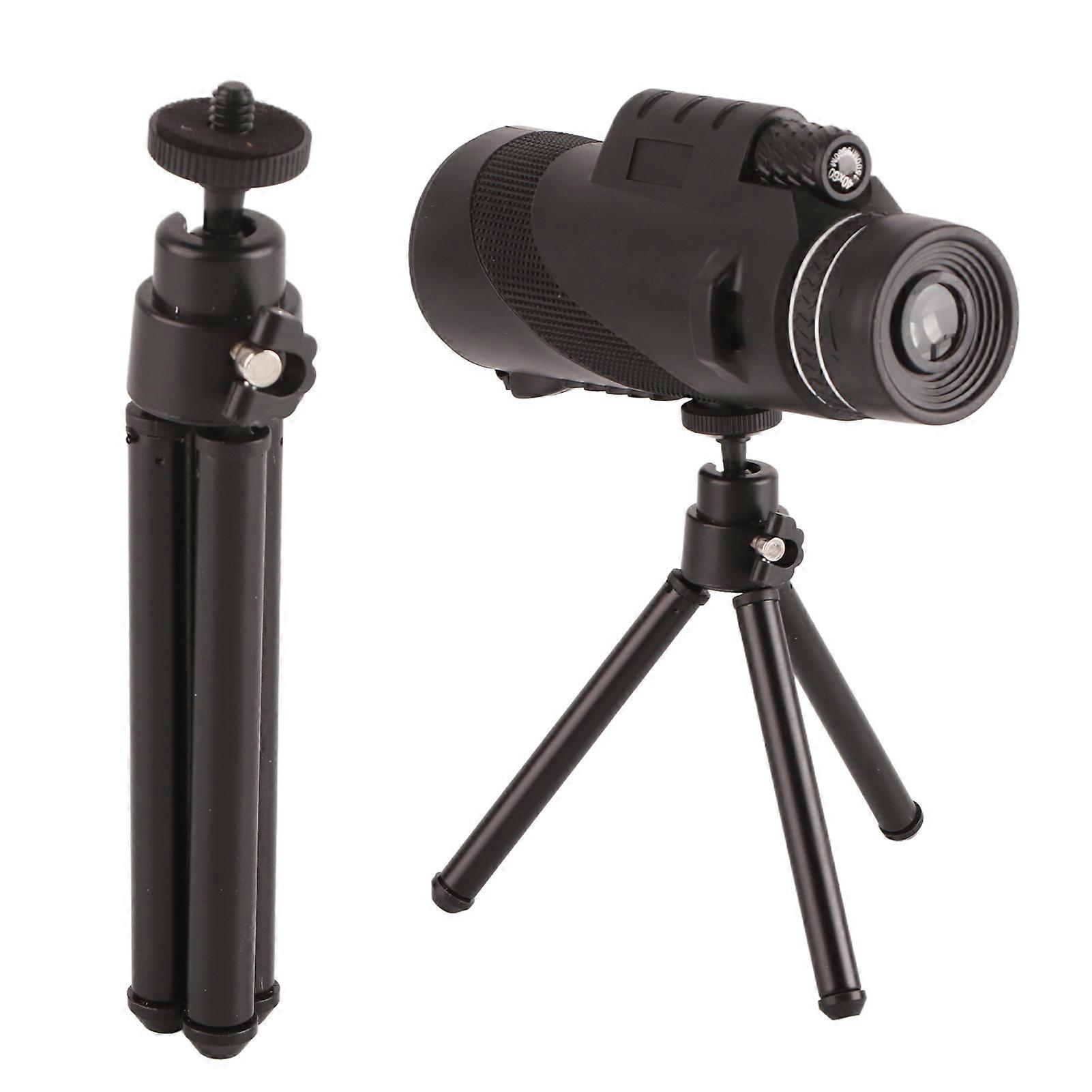 40x60 Monocular Telescope High Power HD Outdoor Bird Watching Telescope Phone Camera Monoculars with Universal Phone Clip Telescopic Tripod Black